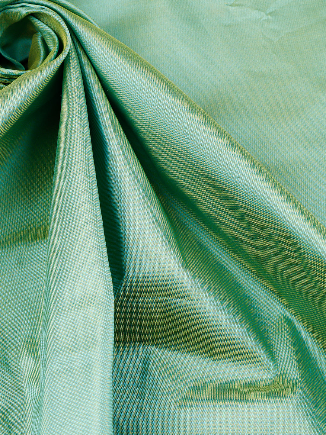 Mens Plain Double Shade Green Pure Silk 10 Meter Shirt Fabric-Close view