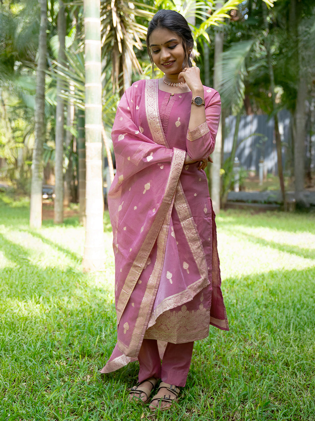 Women Dark Pink Cotton Kurti Set EKS109