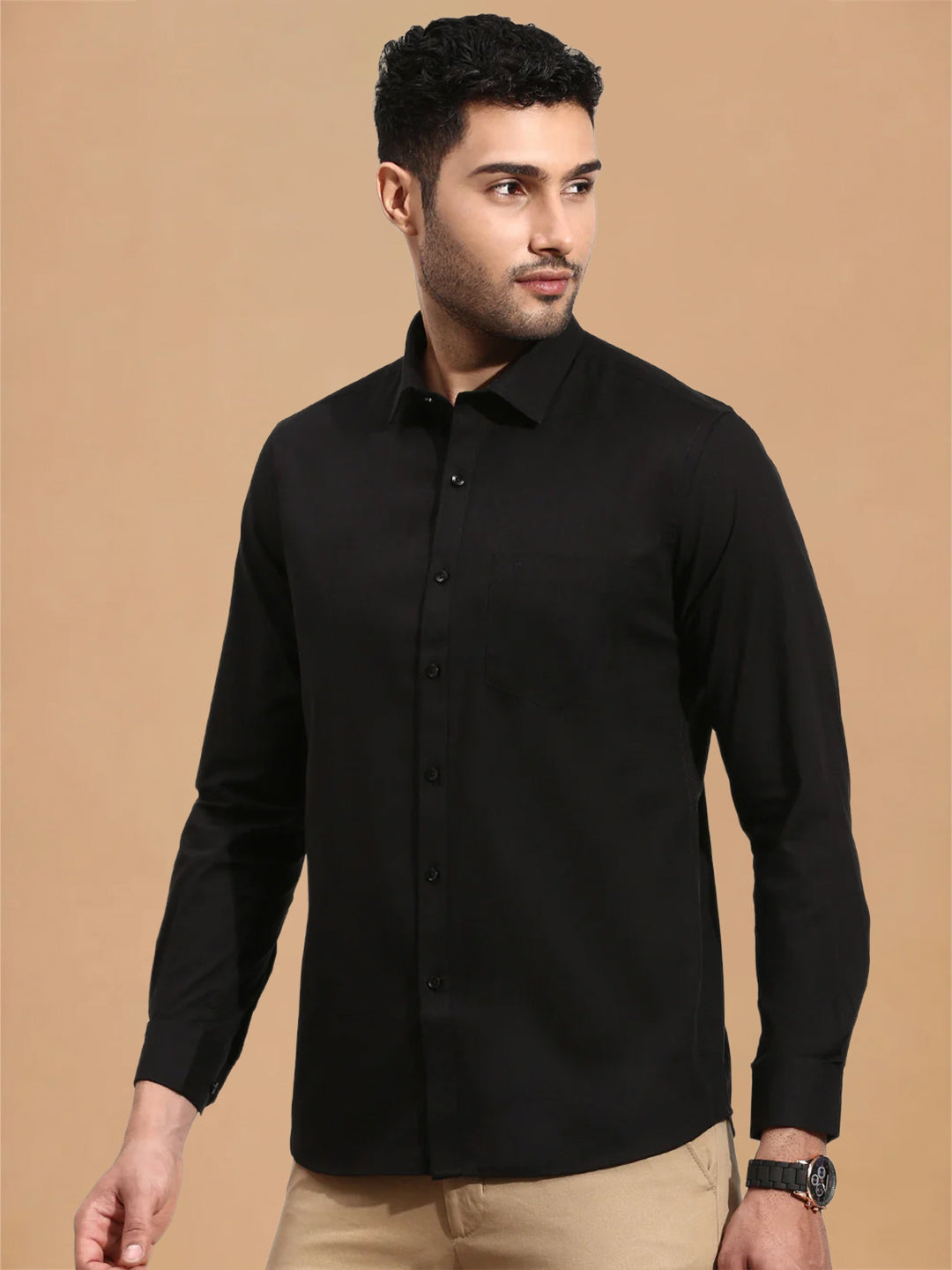 Cotton Rich Black Smart Fit Shirt MA8