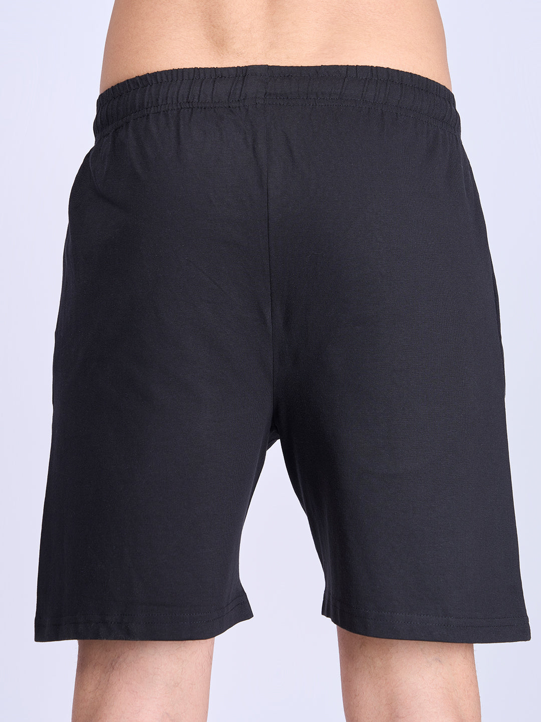 Men Black Combed Cotton Shorts