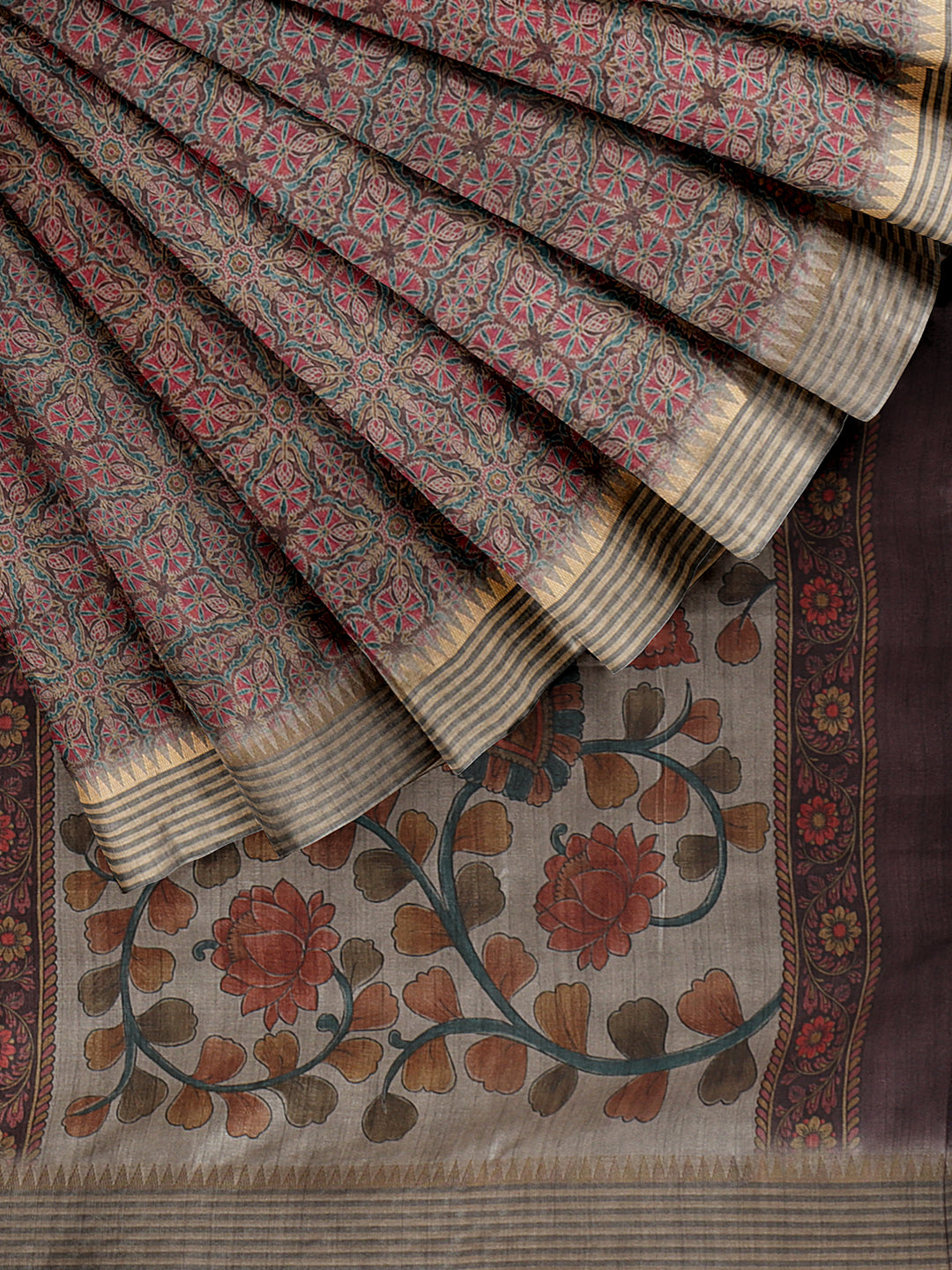 Women Multi Colour Tissue Printed Saree TS39