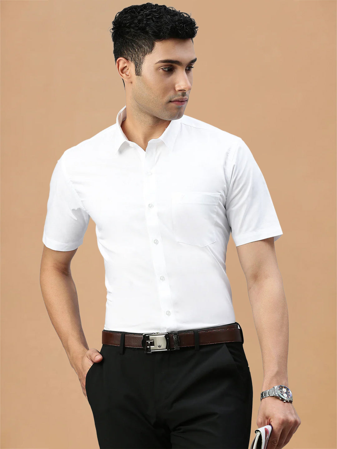 Straight Cut 100% Cotton White Shirt – Award