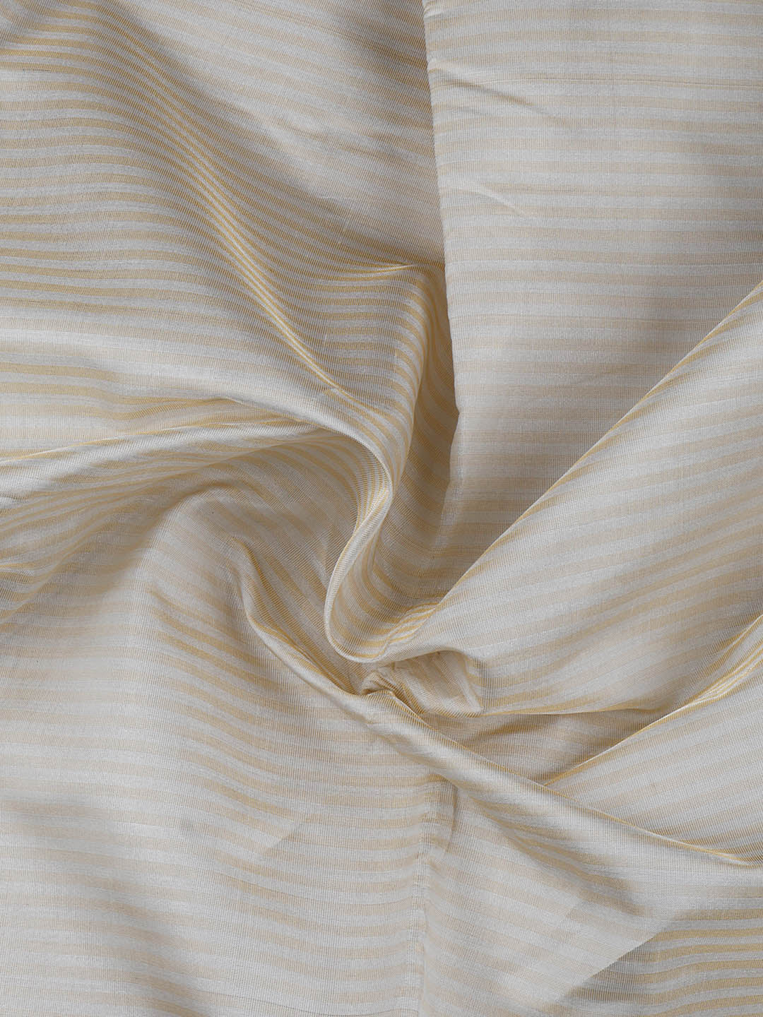 Men Striped Cream Pure Silk Tissue 10 Meter Shirt Fabric