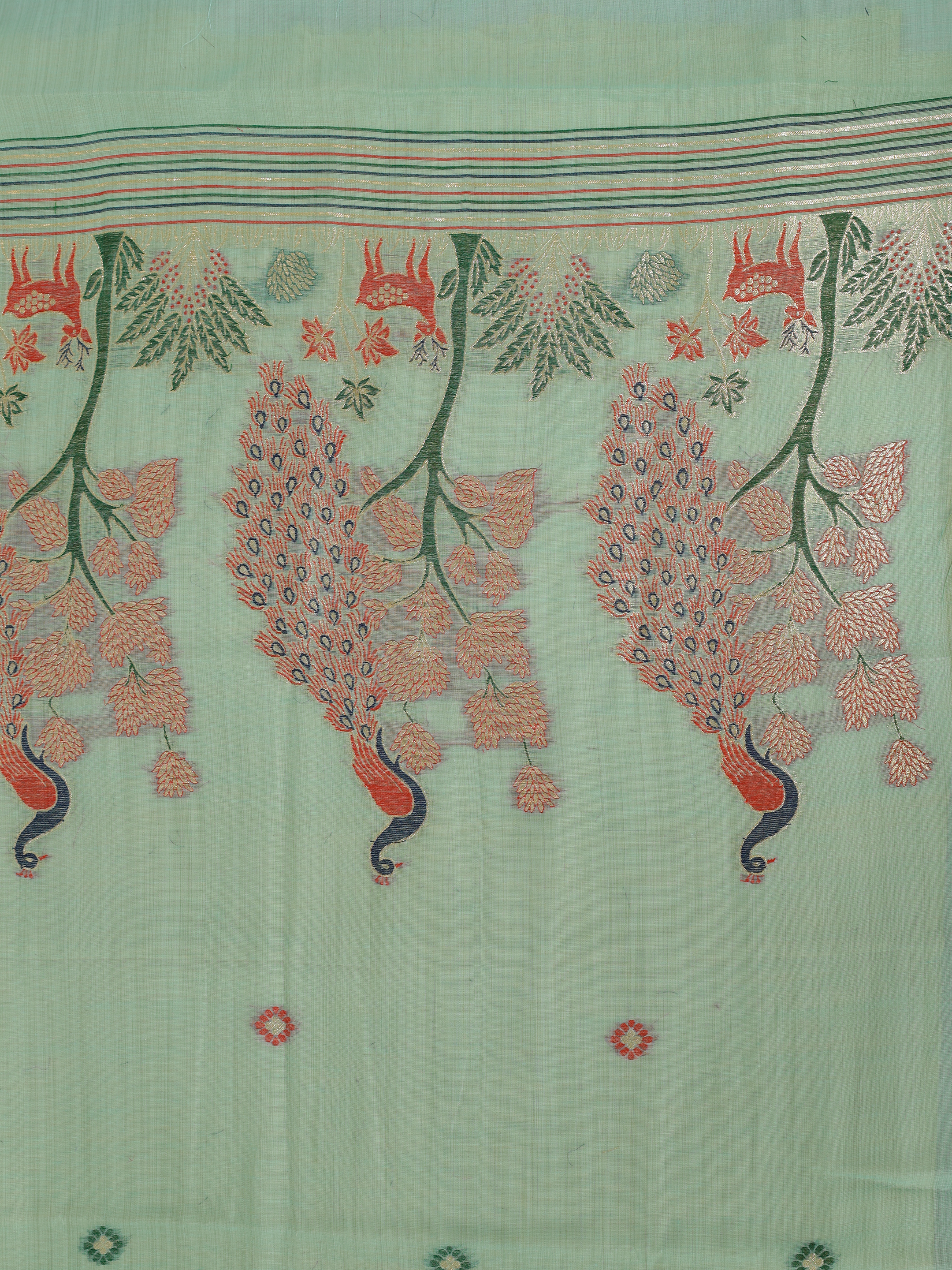Women Mint Green Spun Poly Printed Saree SP11