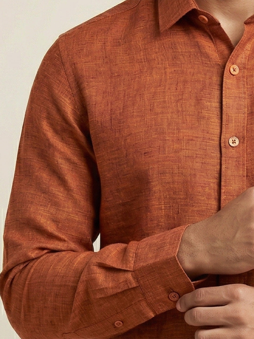 Men Pure Linen Blue Shirt L90