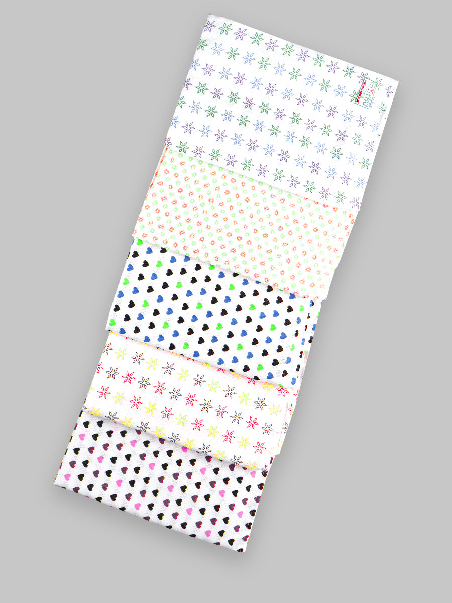 Cotton White Printed Bath Towel (2 PCs Pack)-Mix Designs