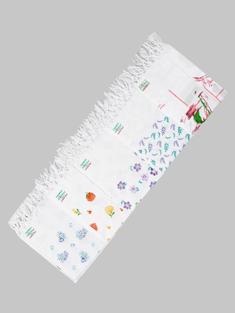 Cotton white Diamont Print Bath Towel-Mix colour