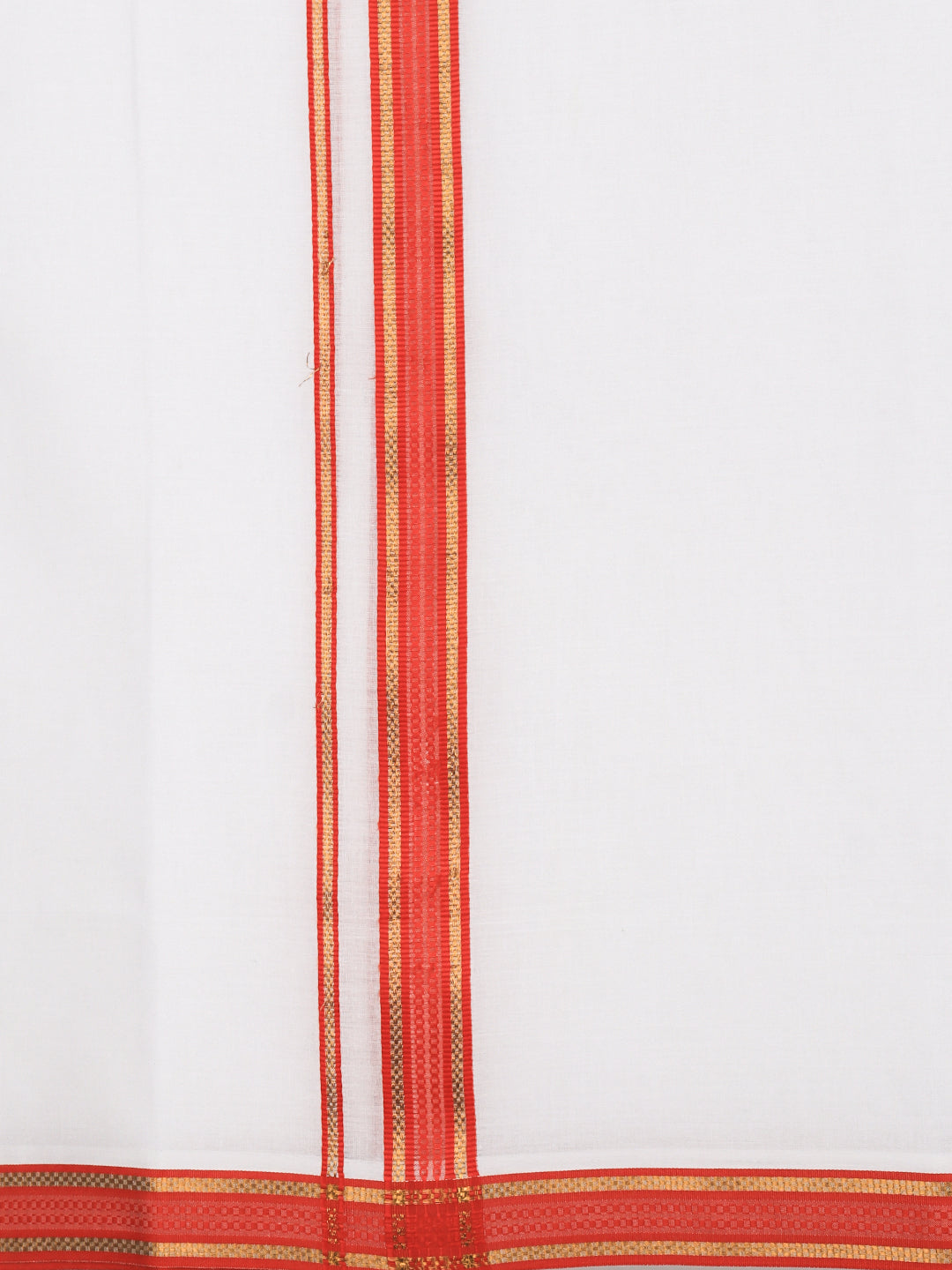 Men 100% Cotton Double Layer White Dhoti with Fancy Jari Border RF05