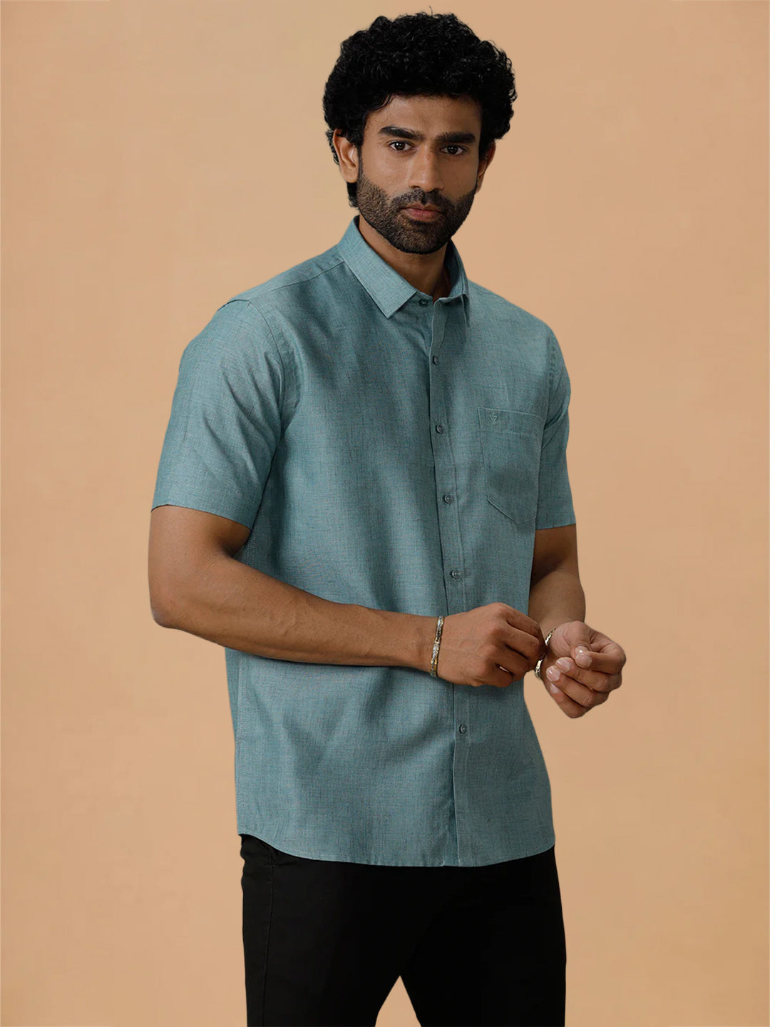 Cotton Rich Pine Green Regular Fit Shirt Trendy 8 YH5