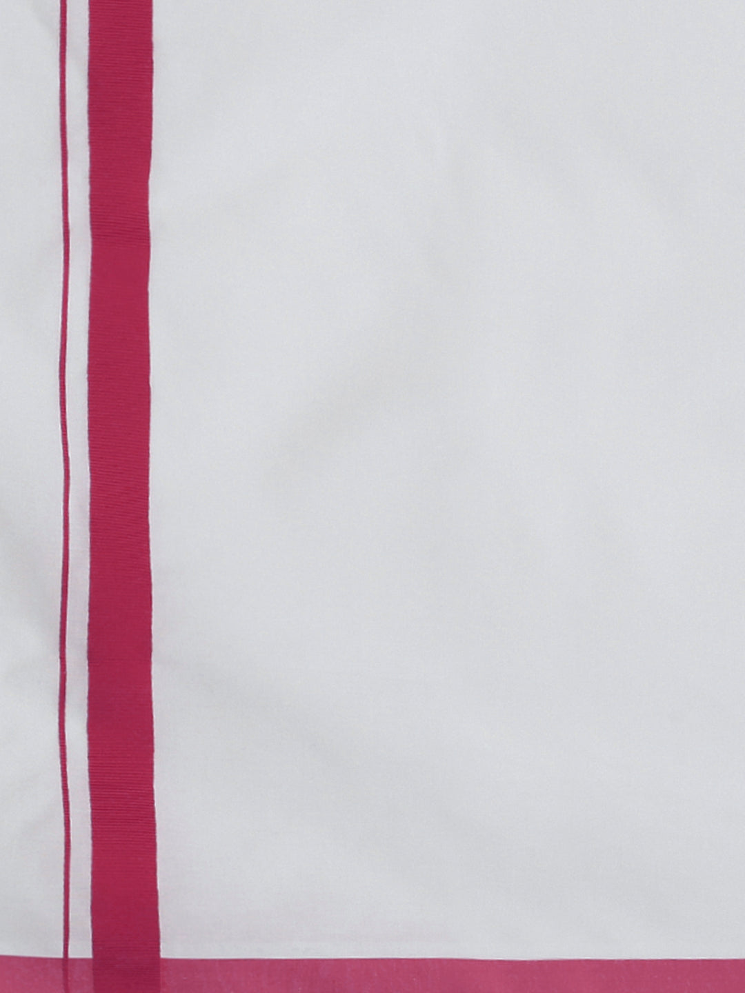 Men Dark Pink Border Single Layer White Dhoti Winner Spl WS21