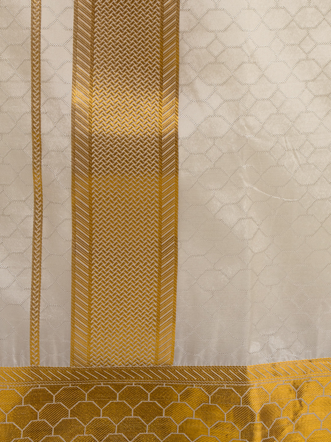 Men Art Silk Cream Self Design Shirt & Dhoti Towel Set Parinayam Grand CRJD2