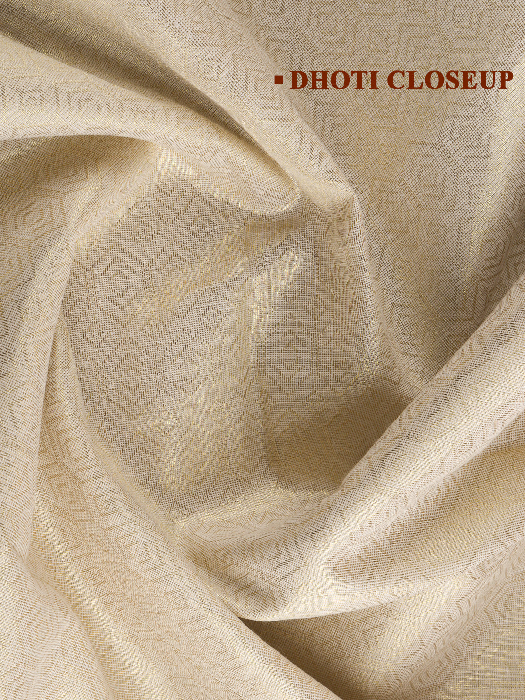 Men Tissue Dhoti Shirting & Towel Set Cream Golden Glory GG04