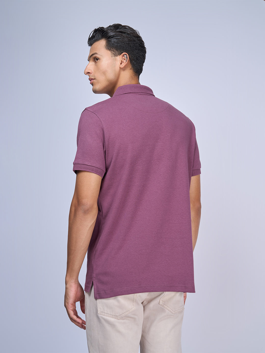 Mens Liquid Polo T-Shirt with Pocket Heather Rose