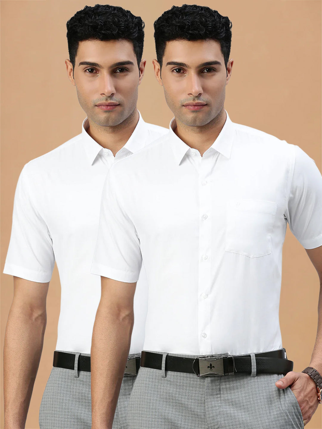Cotton Rich Prestigious Fit White Shirt 2 Pcs Combo