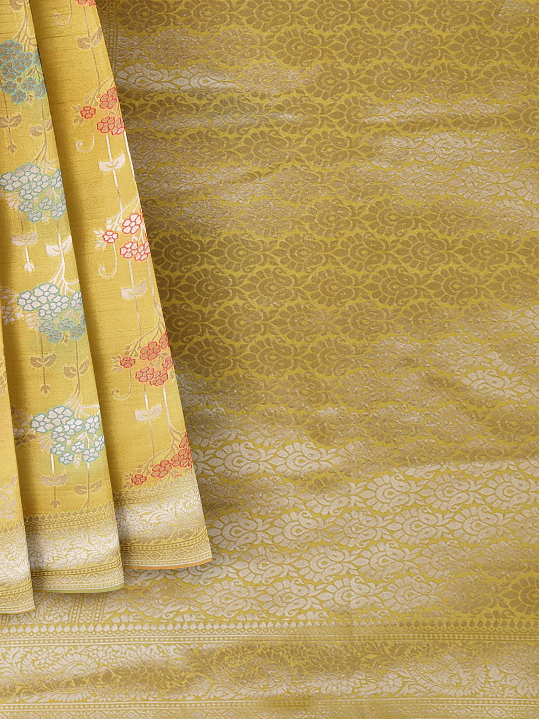 Women Yellow Art Silk Printed Saree ASS81