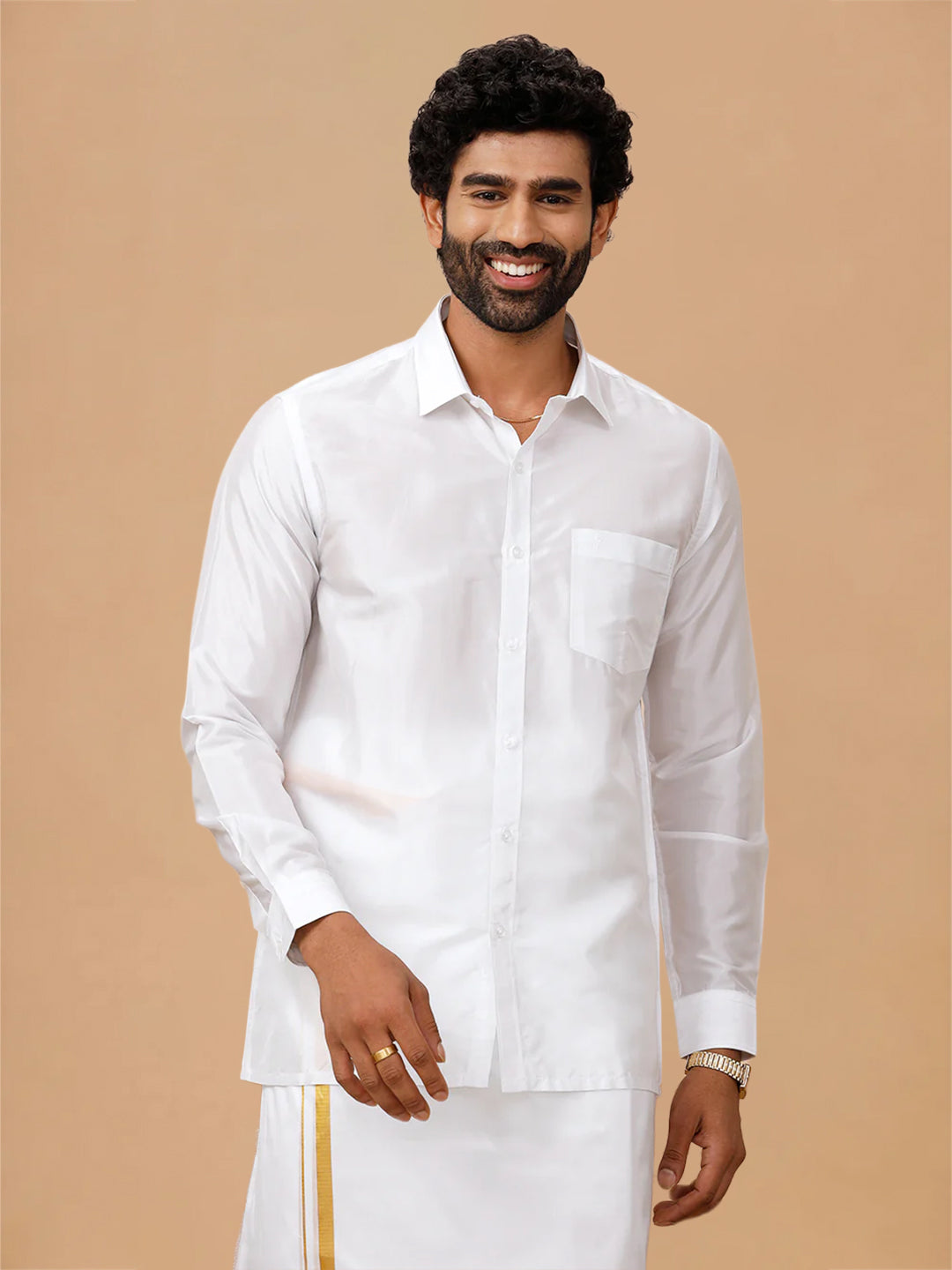 Pure Silk White Shirt – Silk Mark Certified | Wedding Wear