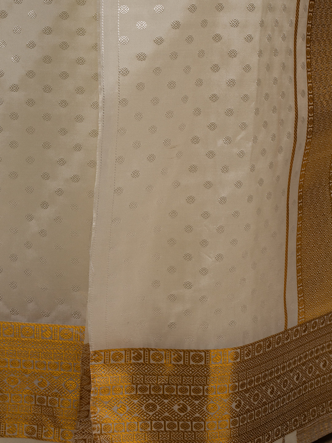 Men Art Silk Cream Self Design Shirt & Dhoti Towel Set Parinayam Grand CRJD5