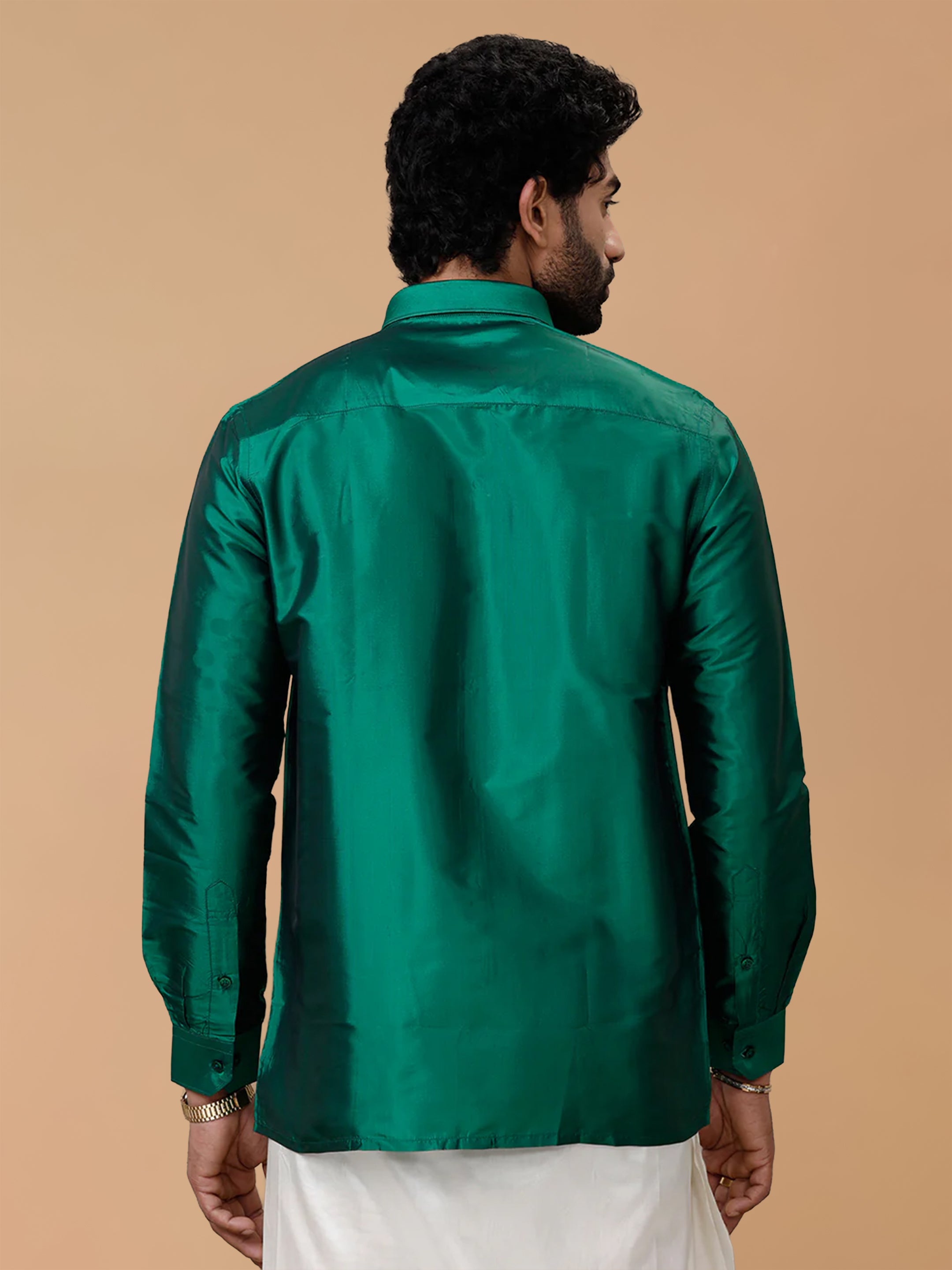 Silk Feel Dark Green Shirt - Regular Fit