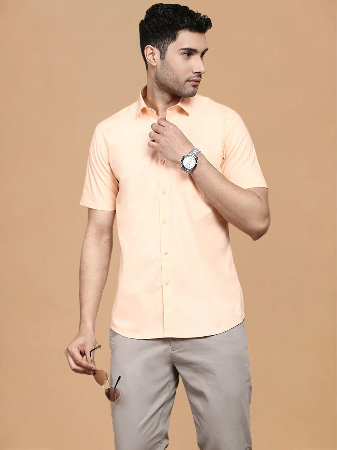 Cotton Spandex LT Safroon 2 Way Stretch Smart Fit Shirt LY7
