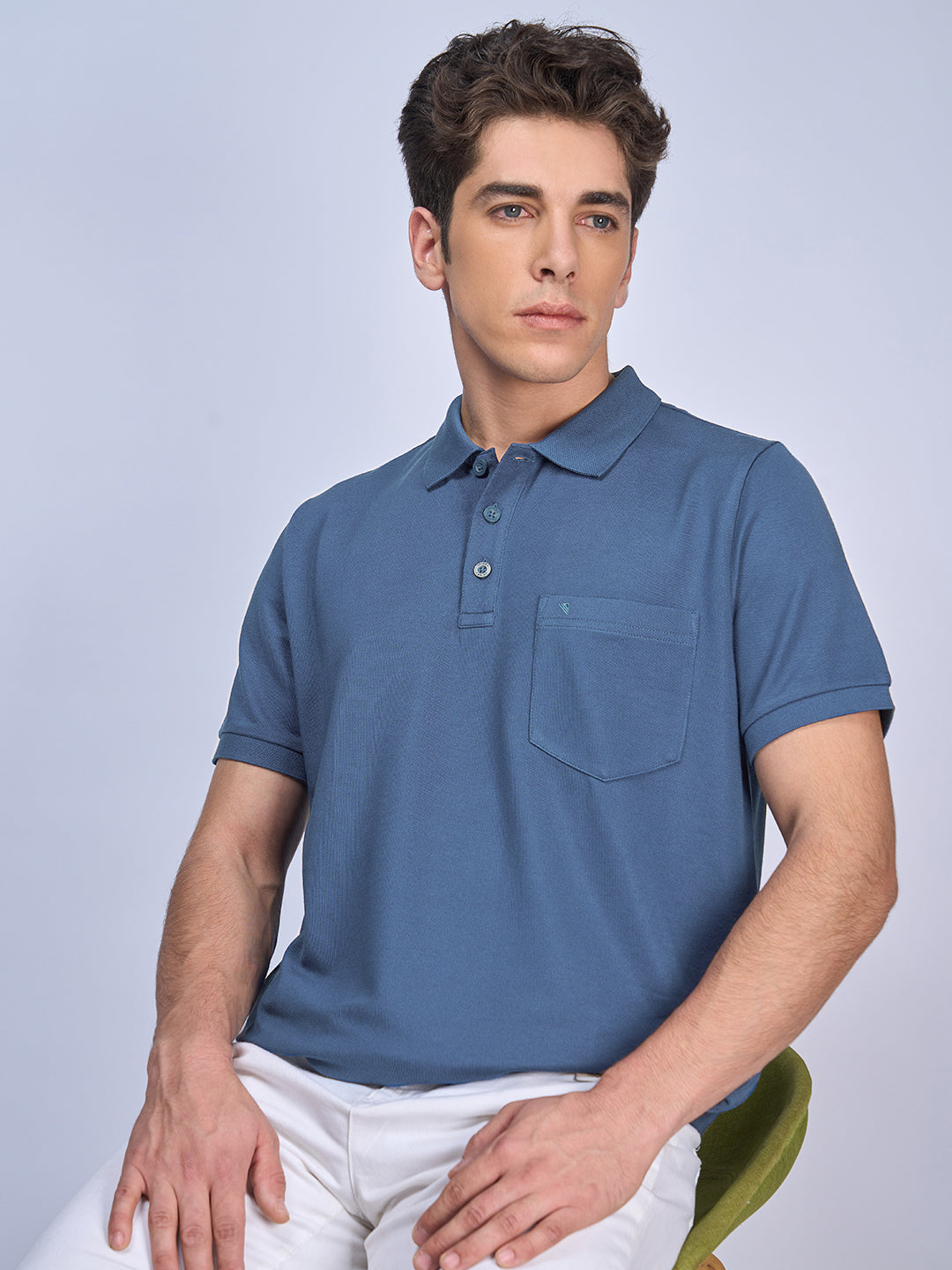 Men Cotton Rich Smart Fit Expert Polo T-Shirt Blue EP28