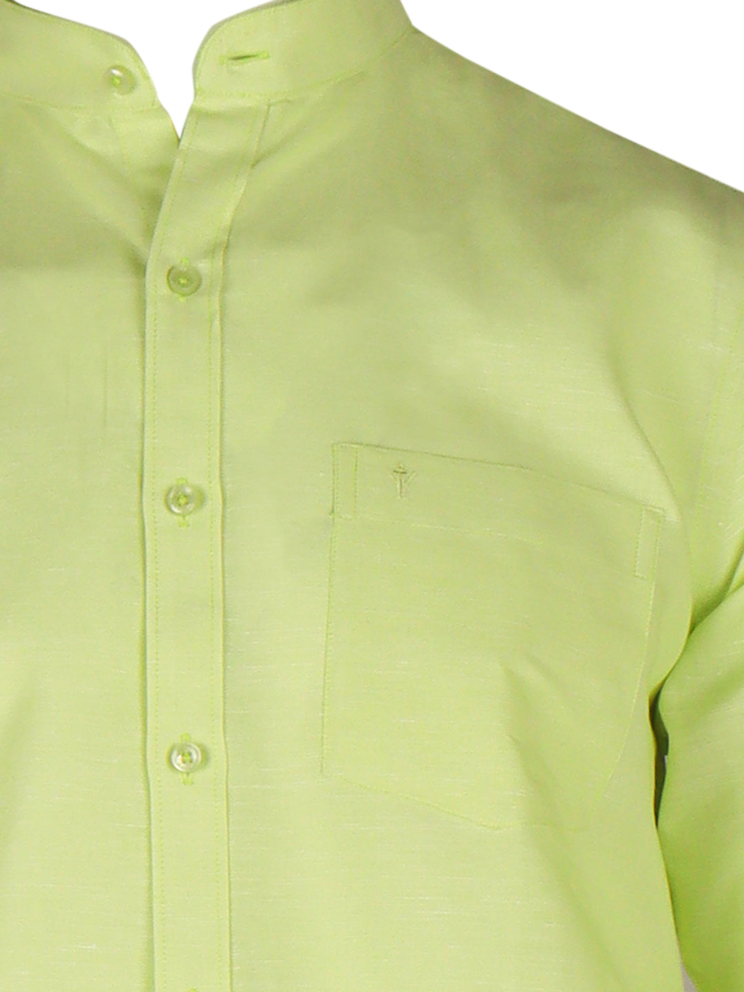 Men Greenish Yellow Linen Cotton Chinese Collar Shirt LF3