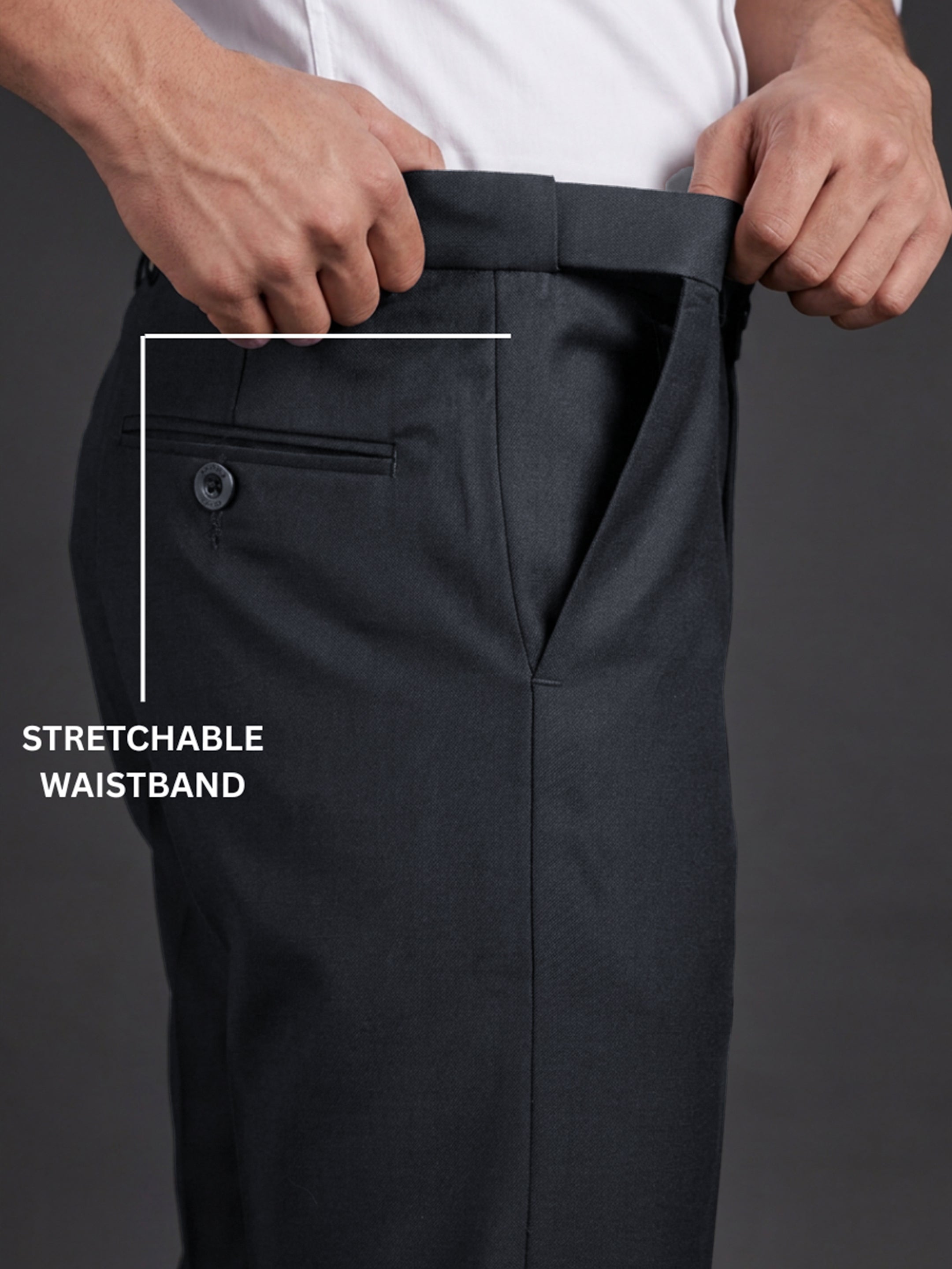 Prima Club Wool blended Stretchable Waistband Navy Blue Pants