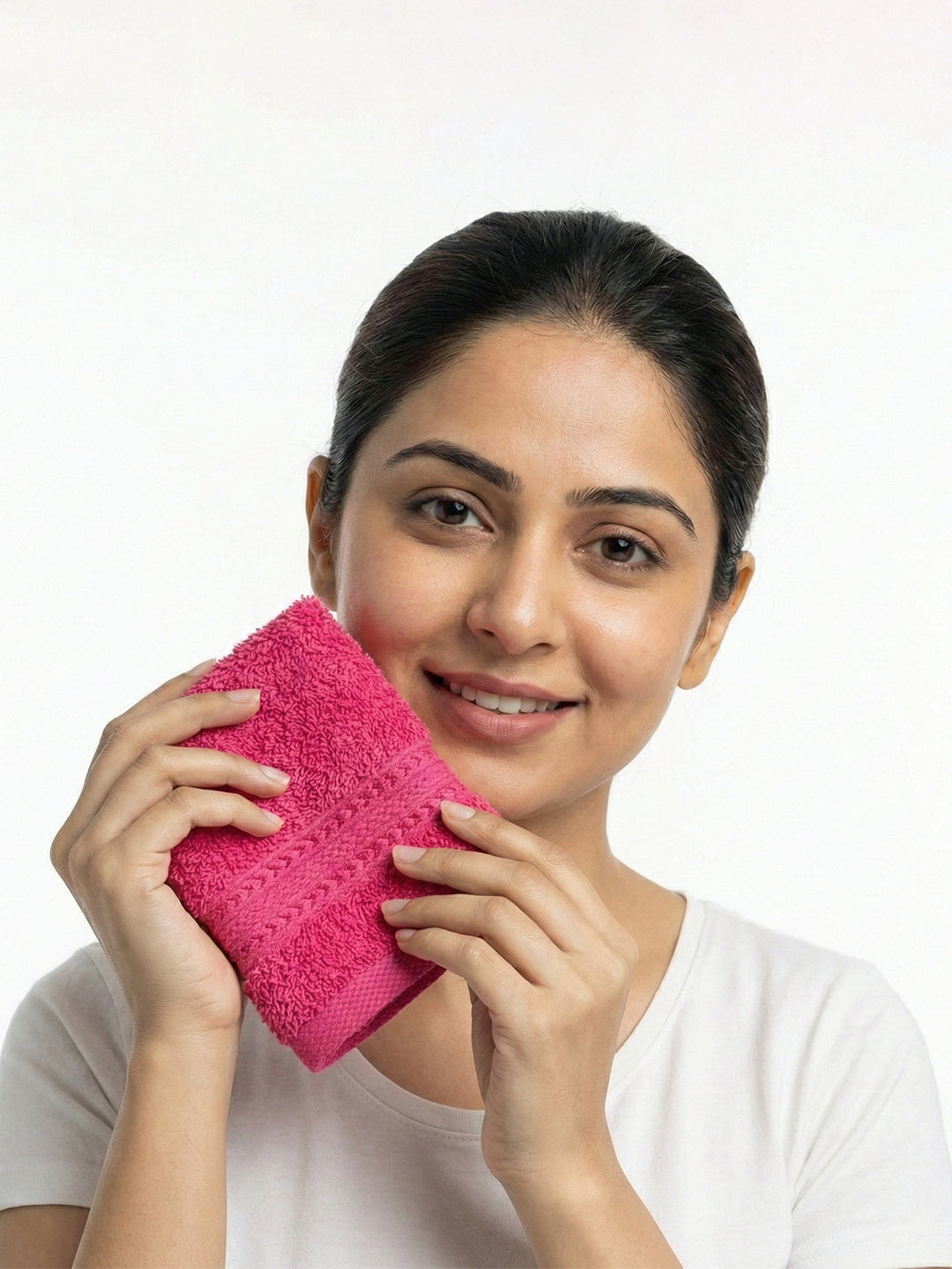 You & Me Premium Soft Terry Cotton Couple Bath, Face & Hand Towels Virtual Pink (Pack Of 6)