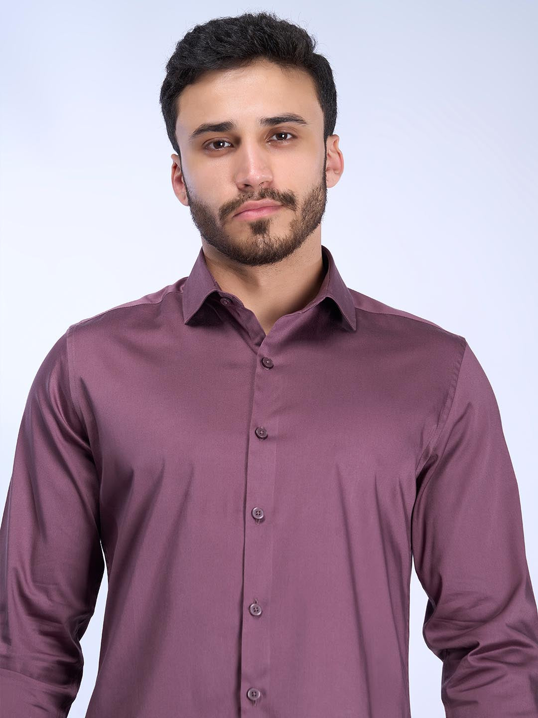 Men Stretch Cotton Shirt Purple FS26