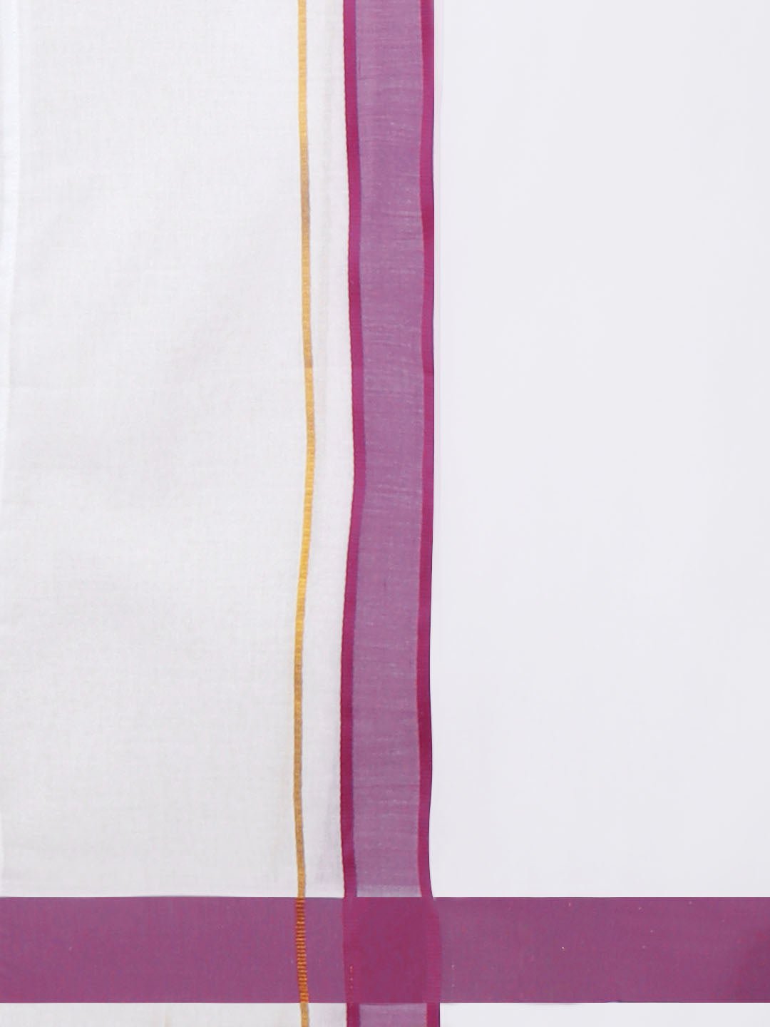 Men Cotton Blend Readymade Double Layer White Dhoti with Fancy Jari Border GFDA10