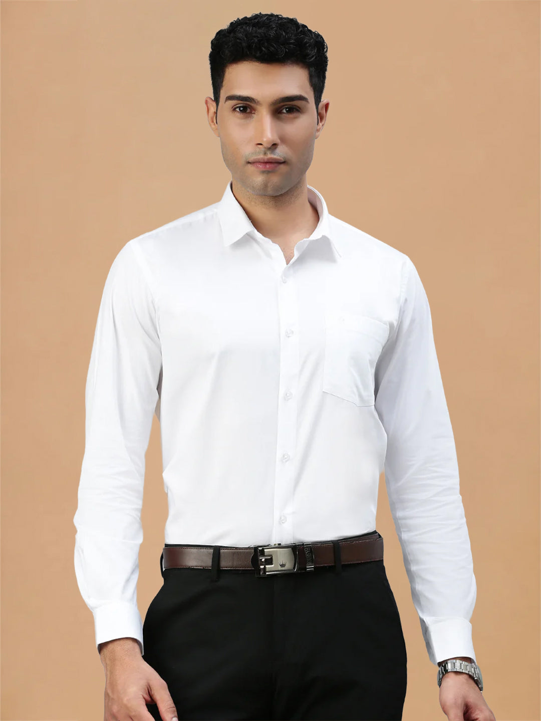 Spill Resistant 100% Cotton White Shirt – Clean White