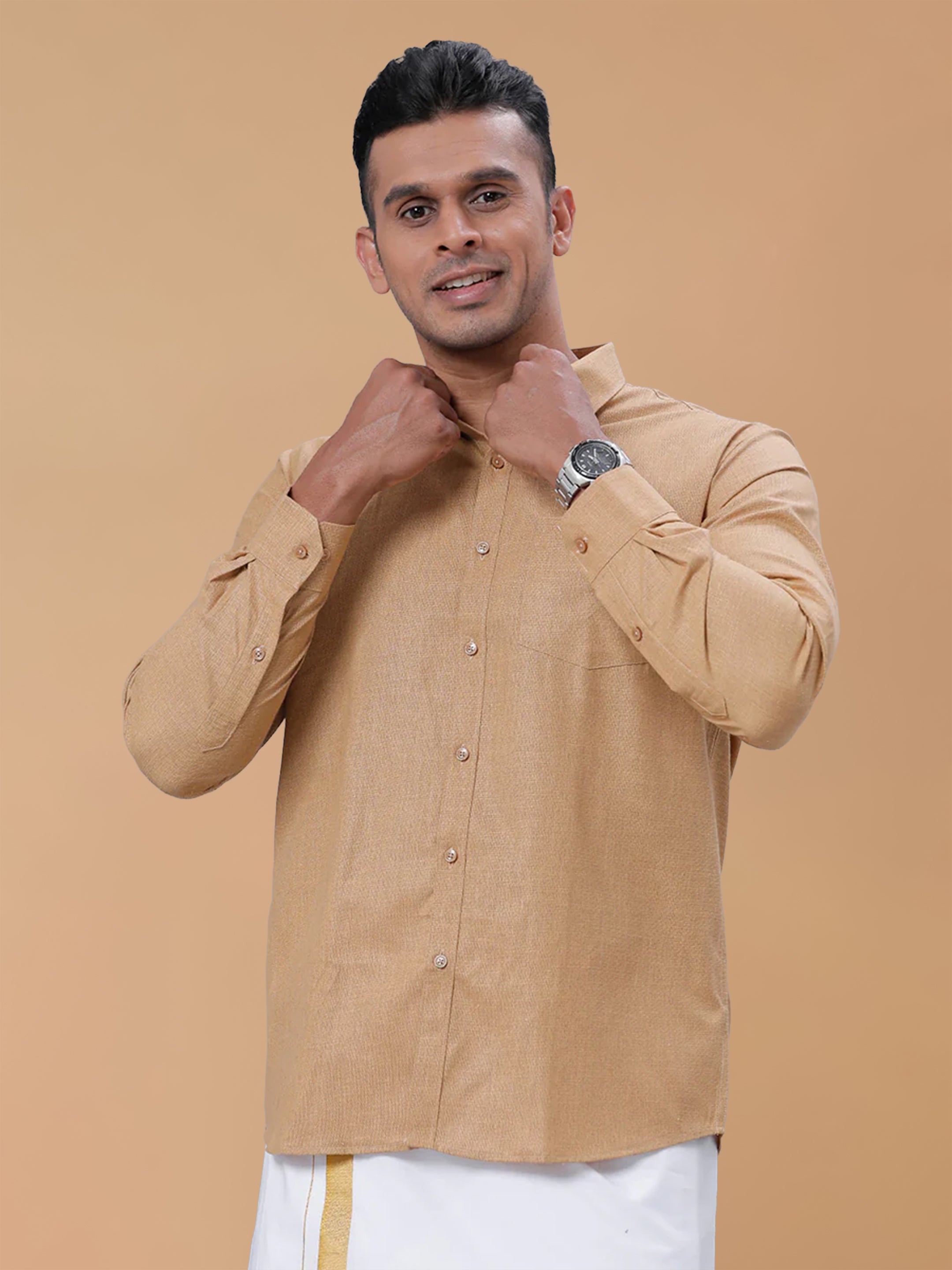Cotton Rich Khaki Regular Fit Shirt T1 GC15