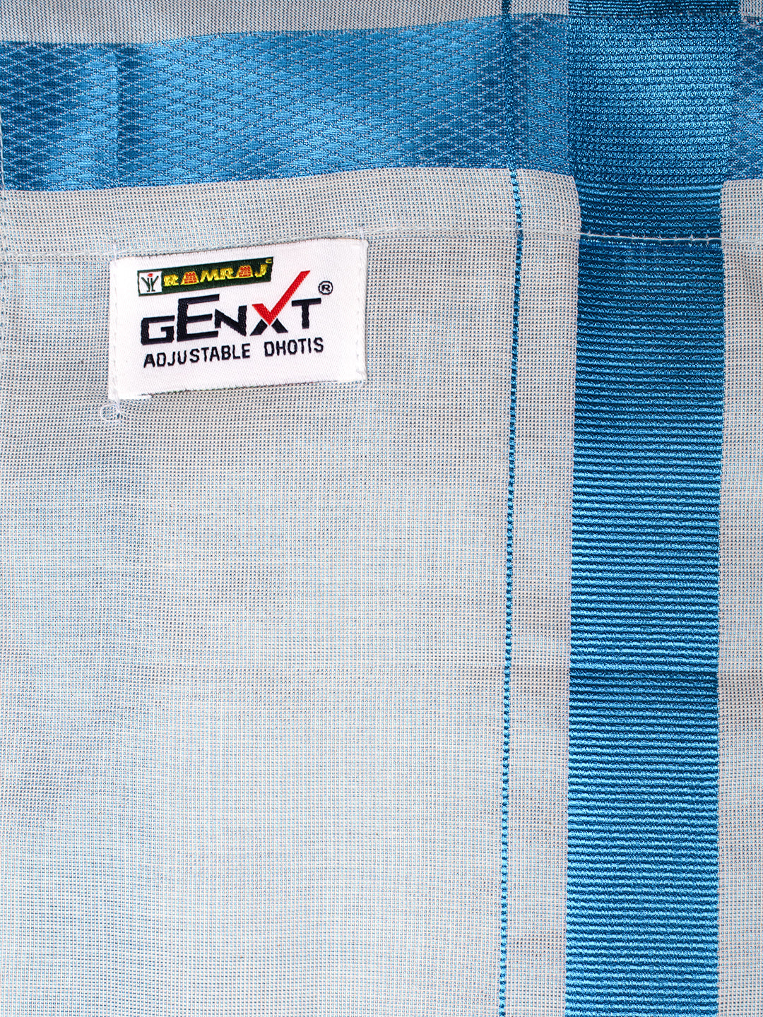 Men Tissue Readymade Single Layer Blue Dhoti with Jari Border Viceroy