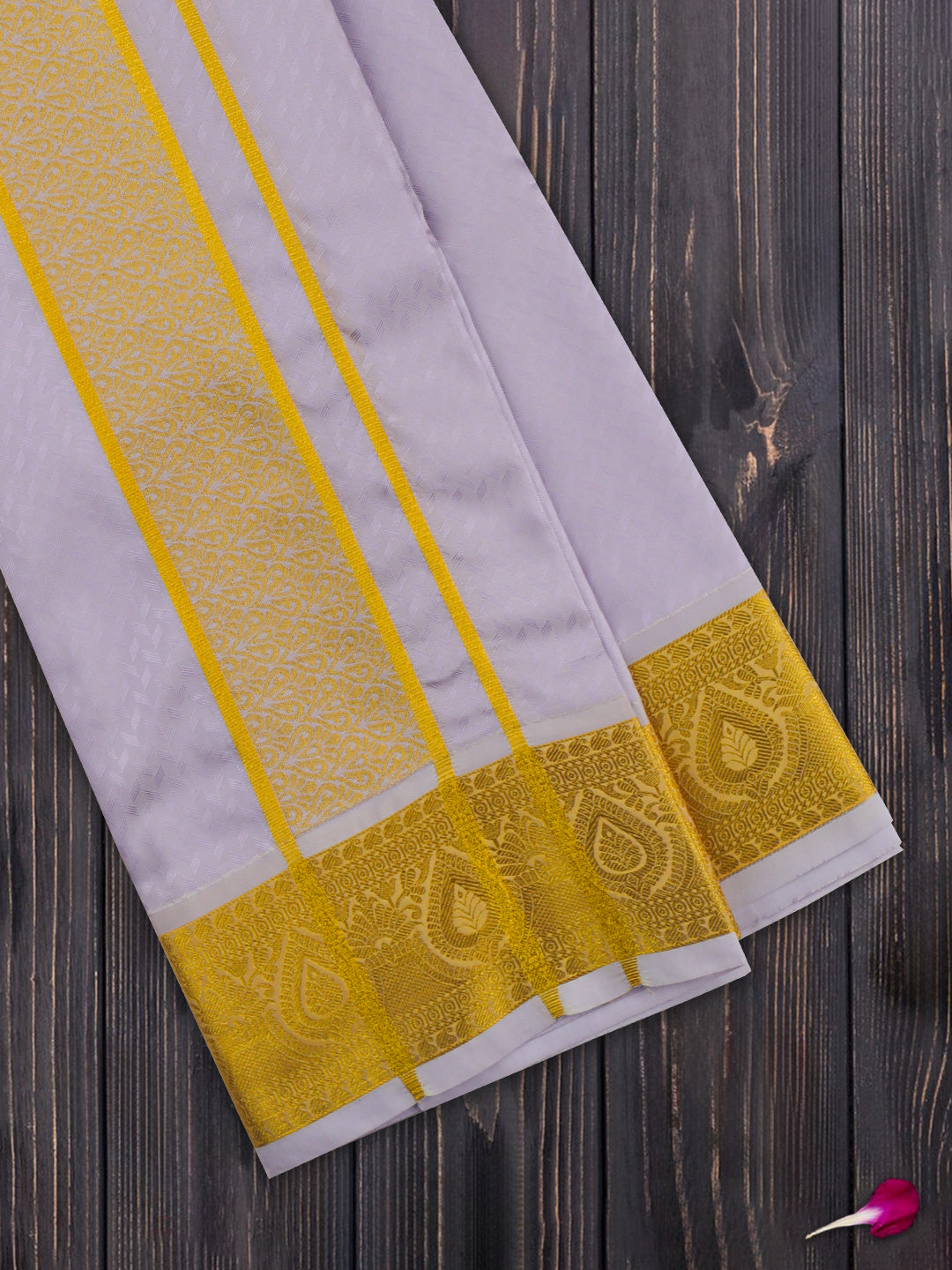 Mens Art Silk Zari Dhoti & Shirting Set Violet Mangalakara