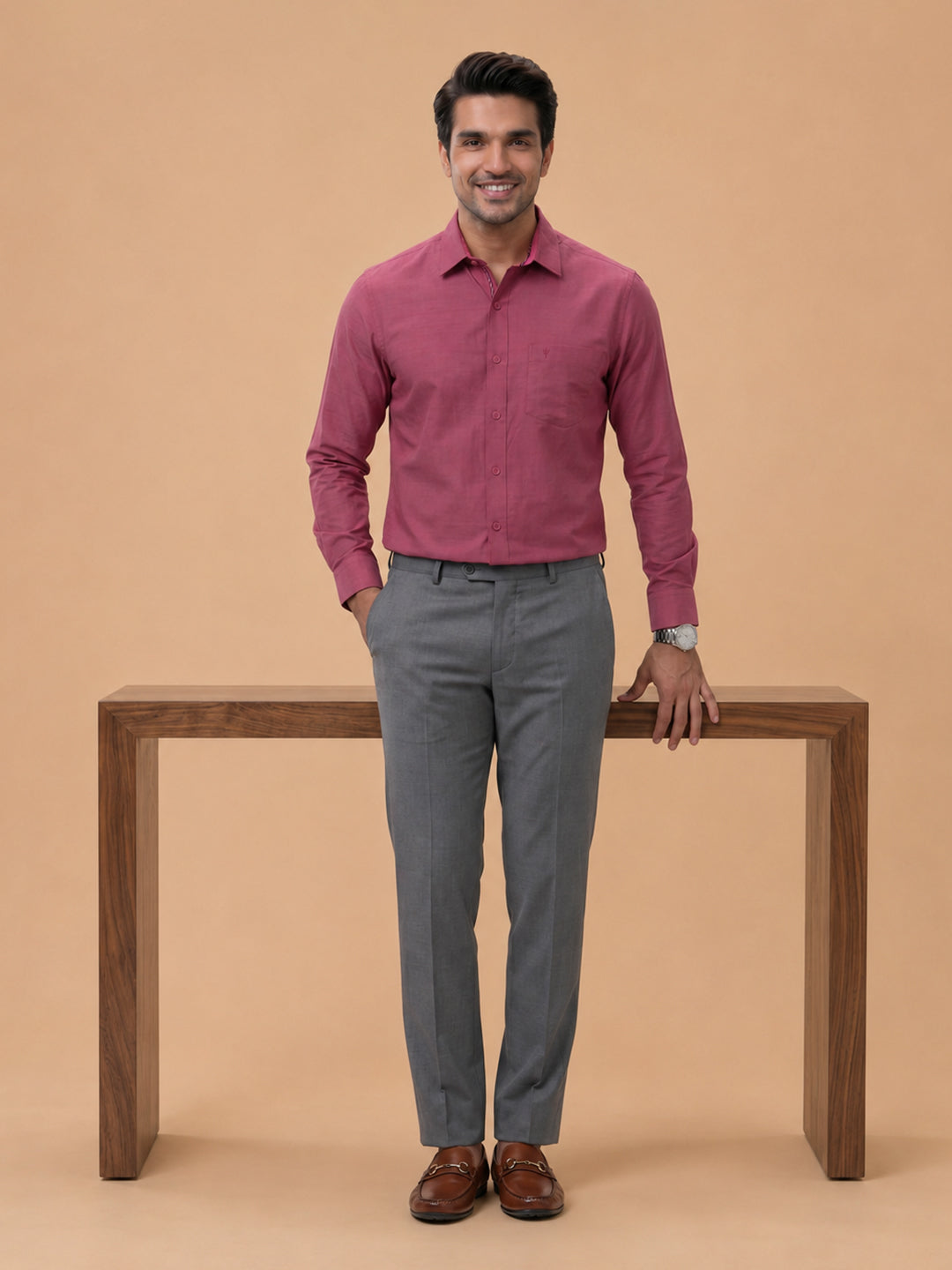 Pack of 2 | 100% Cotton Smart Fit Shirts - Blue & Maroon