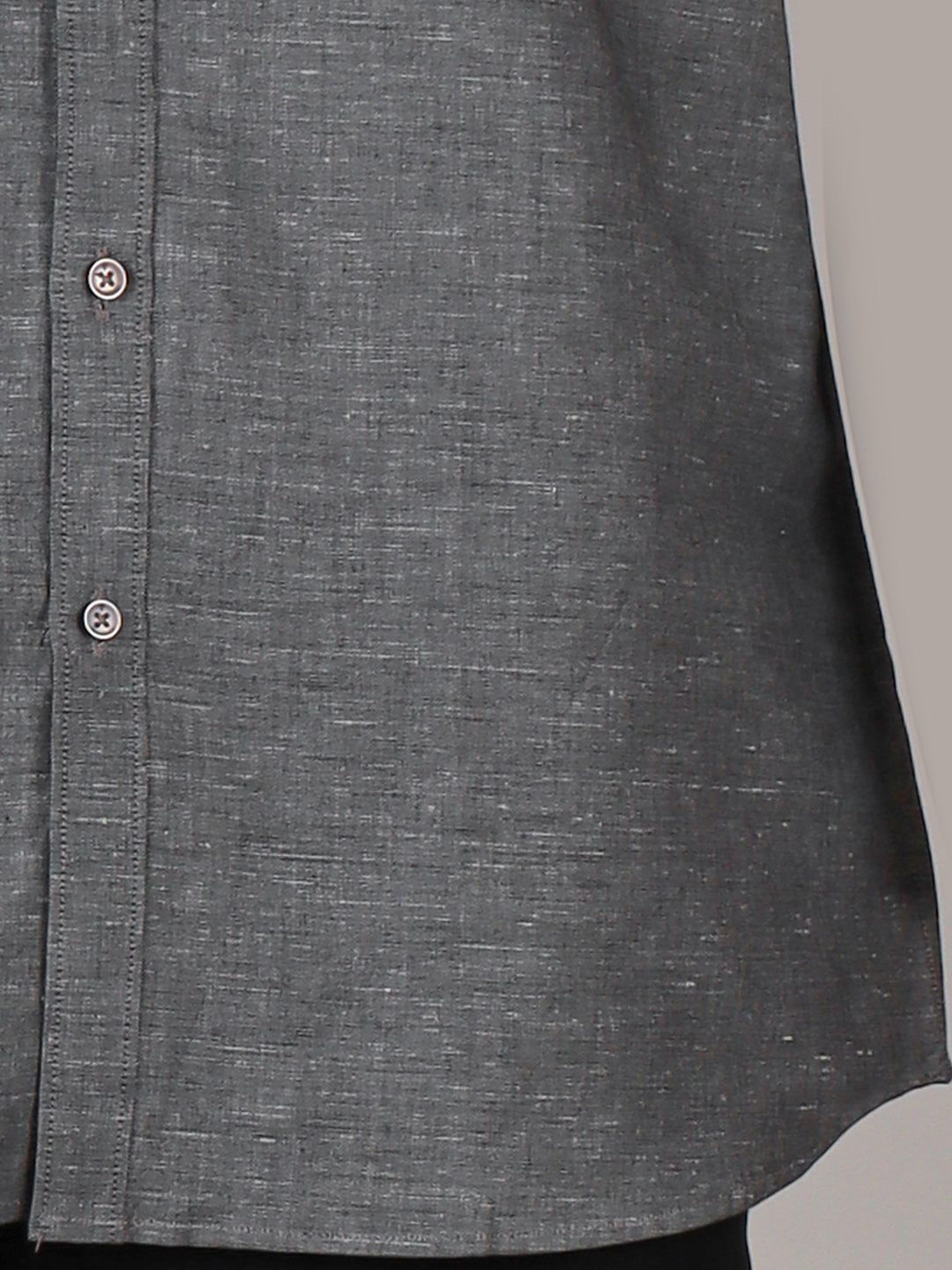 Men Grey Linen Cotton Chinese Collar Shirt LF7