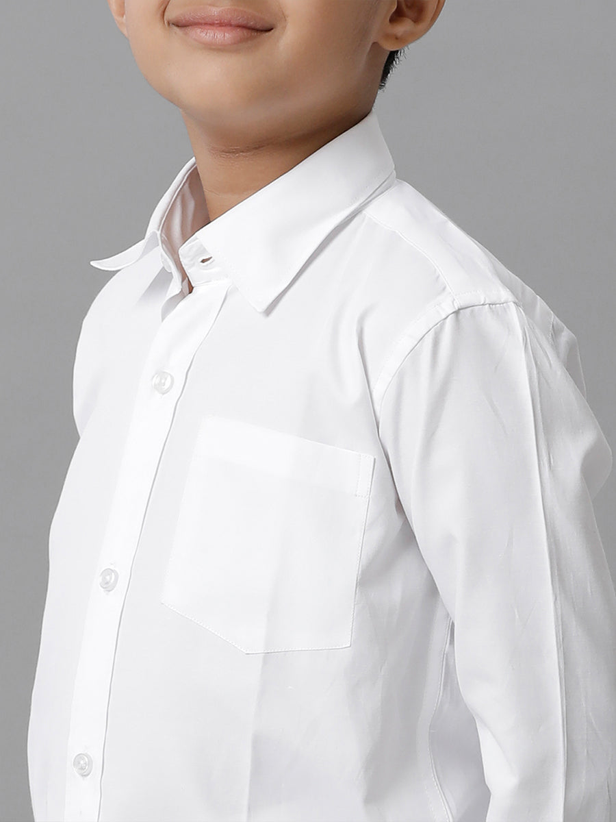 Boys Cotton Full Sleeves White Shirt - Zoom View
