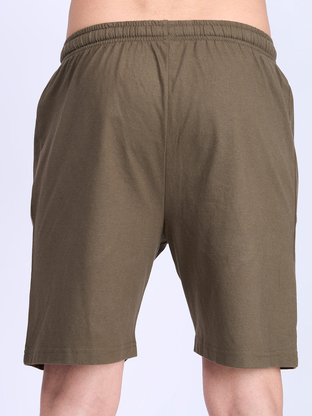 Men Olive Combed Cotton Shorts