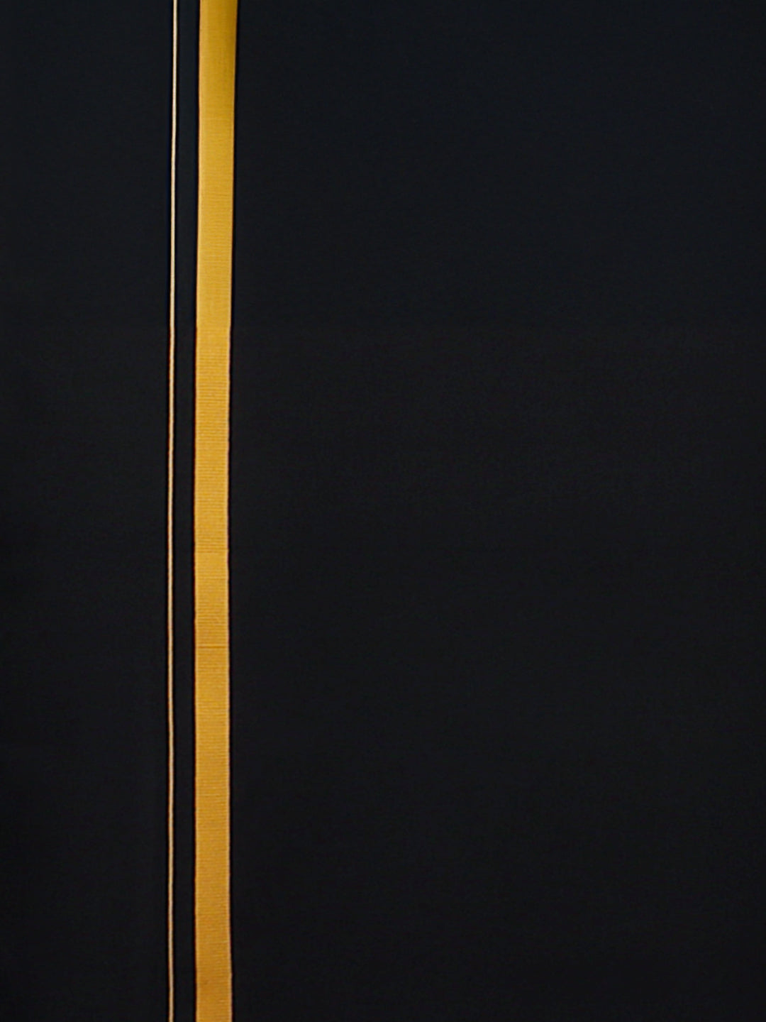 Men Cotton Blend Single Layer Black Dhoti & Towel Set with Yellow Border Poojan