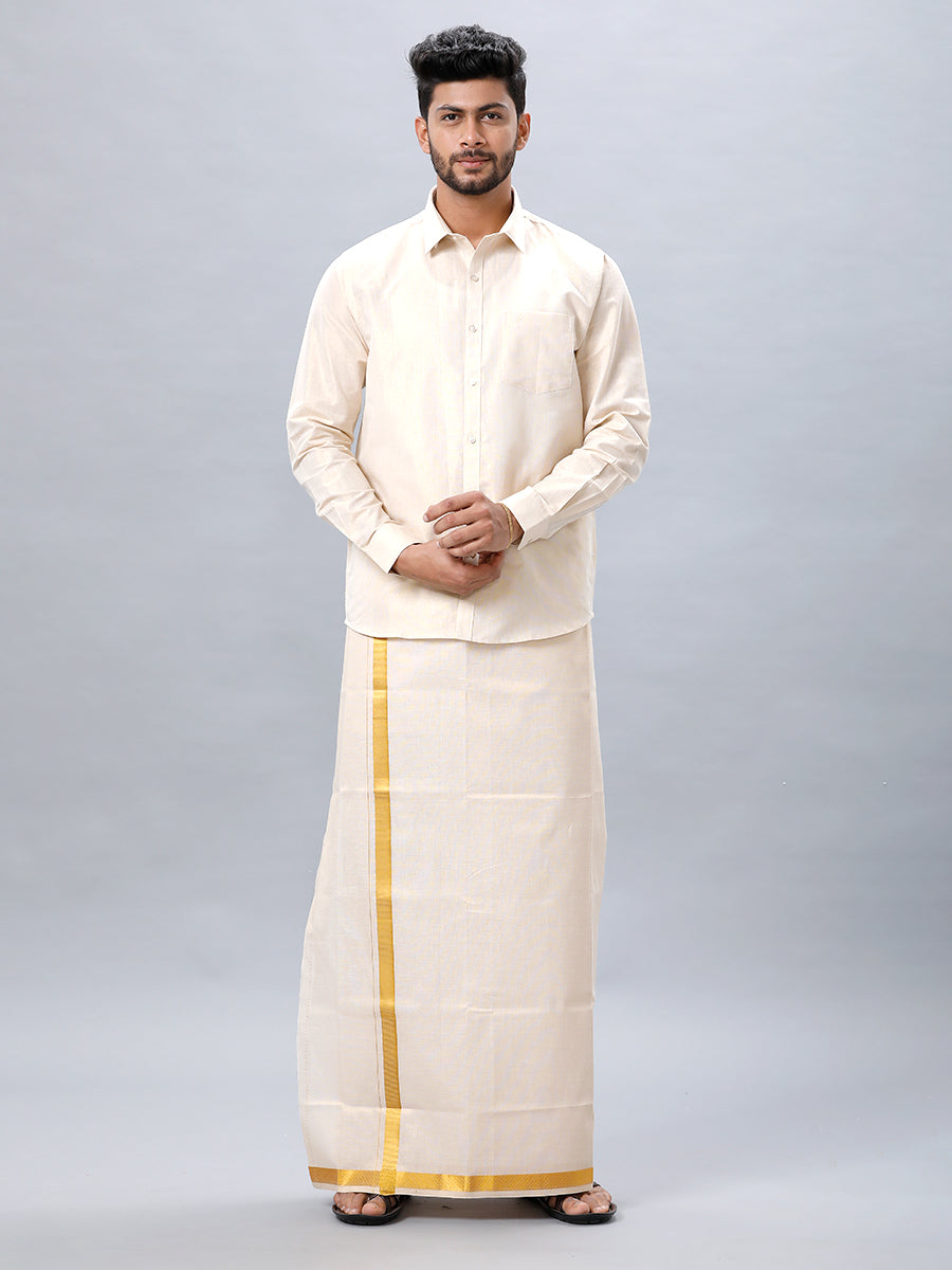 Mens Gold Tissue Full Sleeve Shirt Sangalpam-Full view