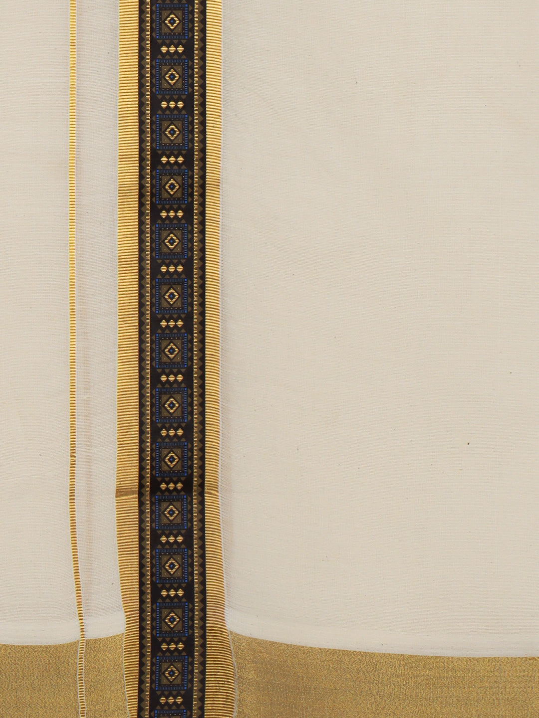 Men Kora Cotton Double Layer Dhoti with Double Side Fancy Jari Border PR17