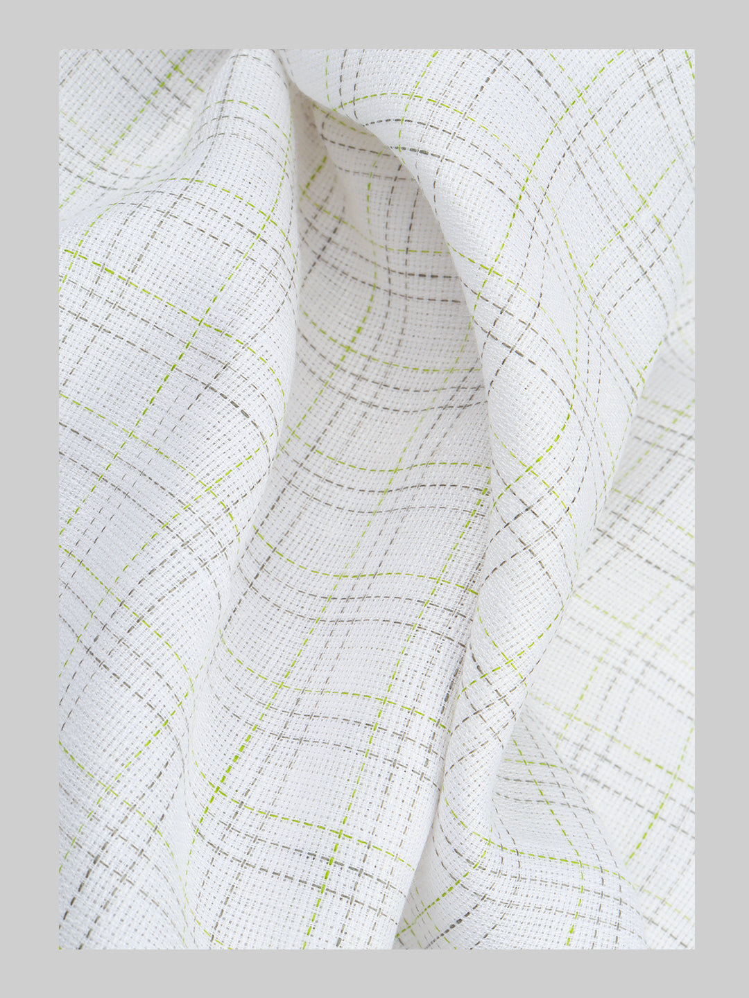 Men Pure Linen Checked Shirt Fabric White Cosmia