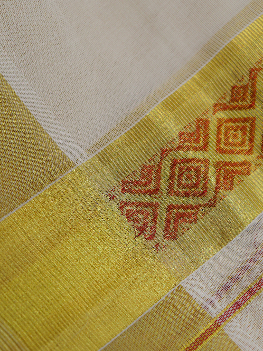 Men Premium Handloom Cream Dhoti with Fancy Jari Border HLM109