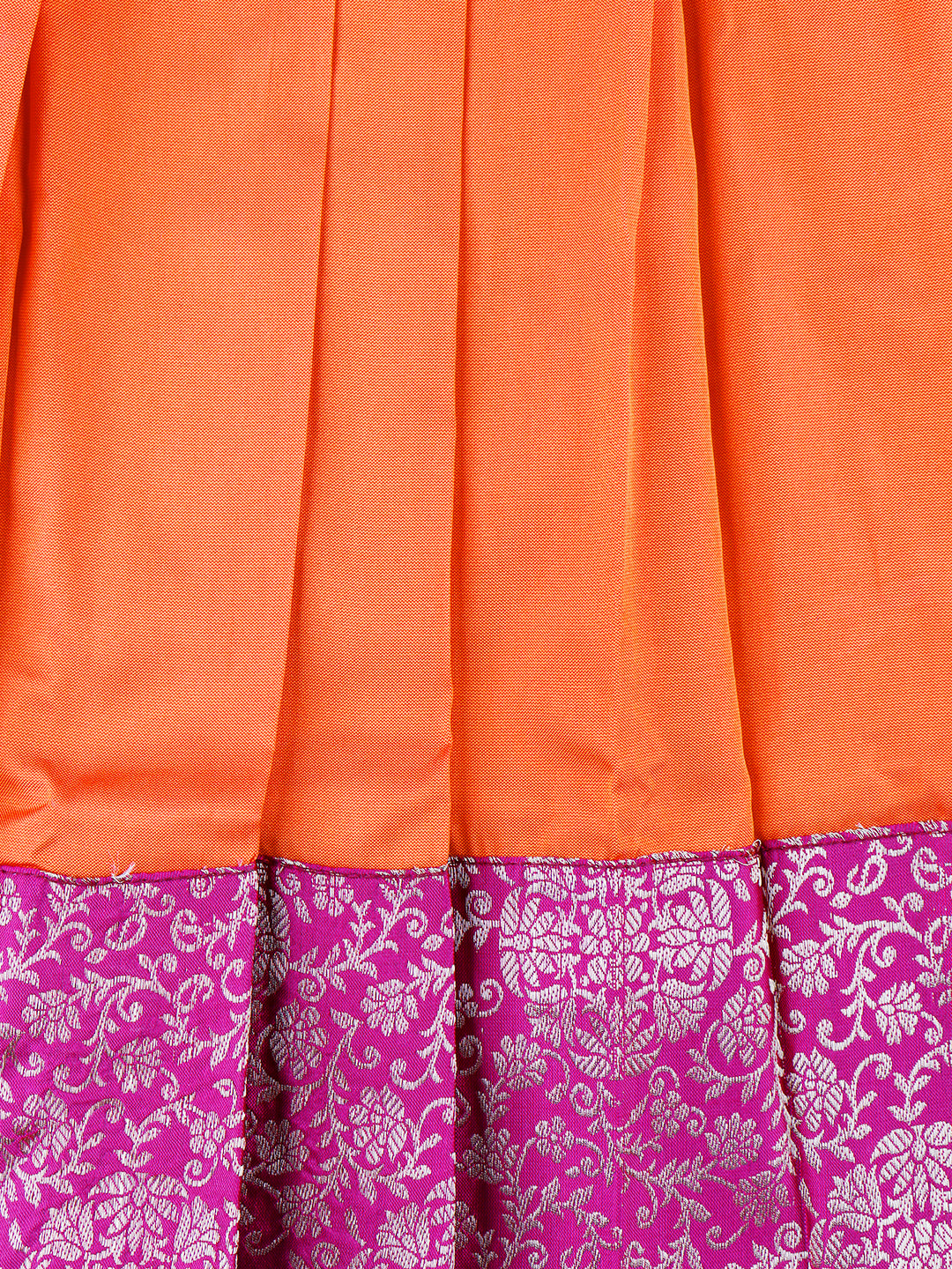 Girls Elegant Pattu Pavadai set Orange with Cherry  - GPS05