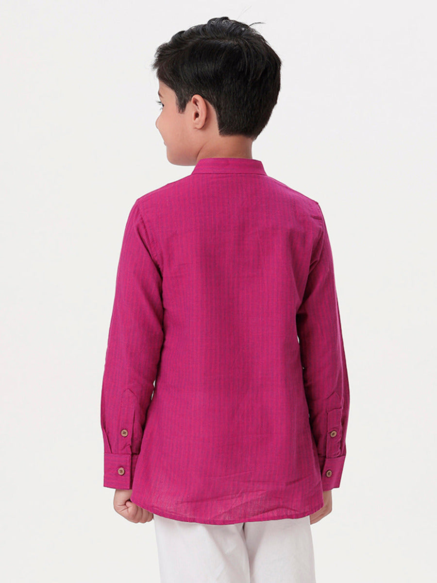 Boys Breeze Cotton Full Sleeves Purple Kurta-Back view