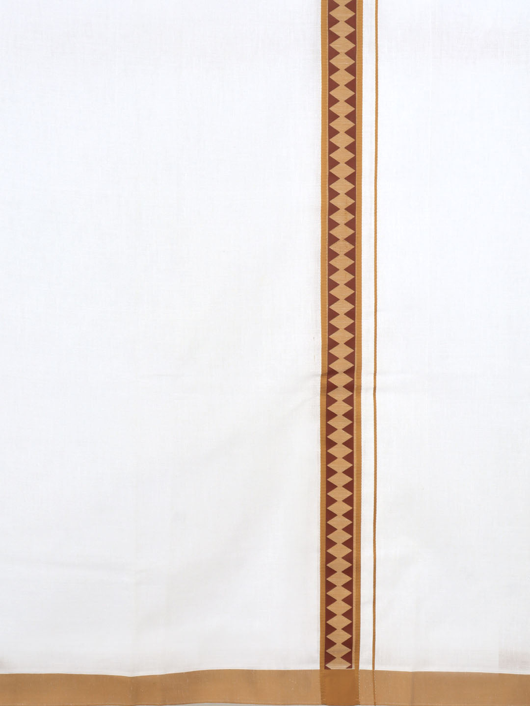 Men Cotton Blend Single Layer White Dhoti with Double Side Fancy Border HM 12