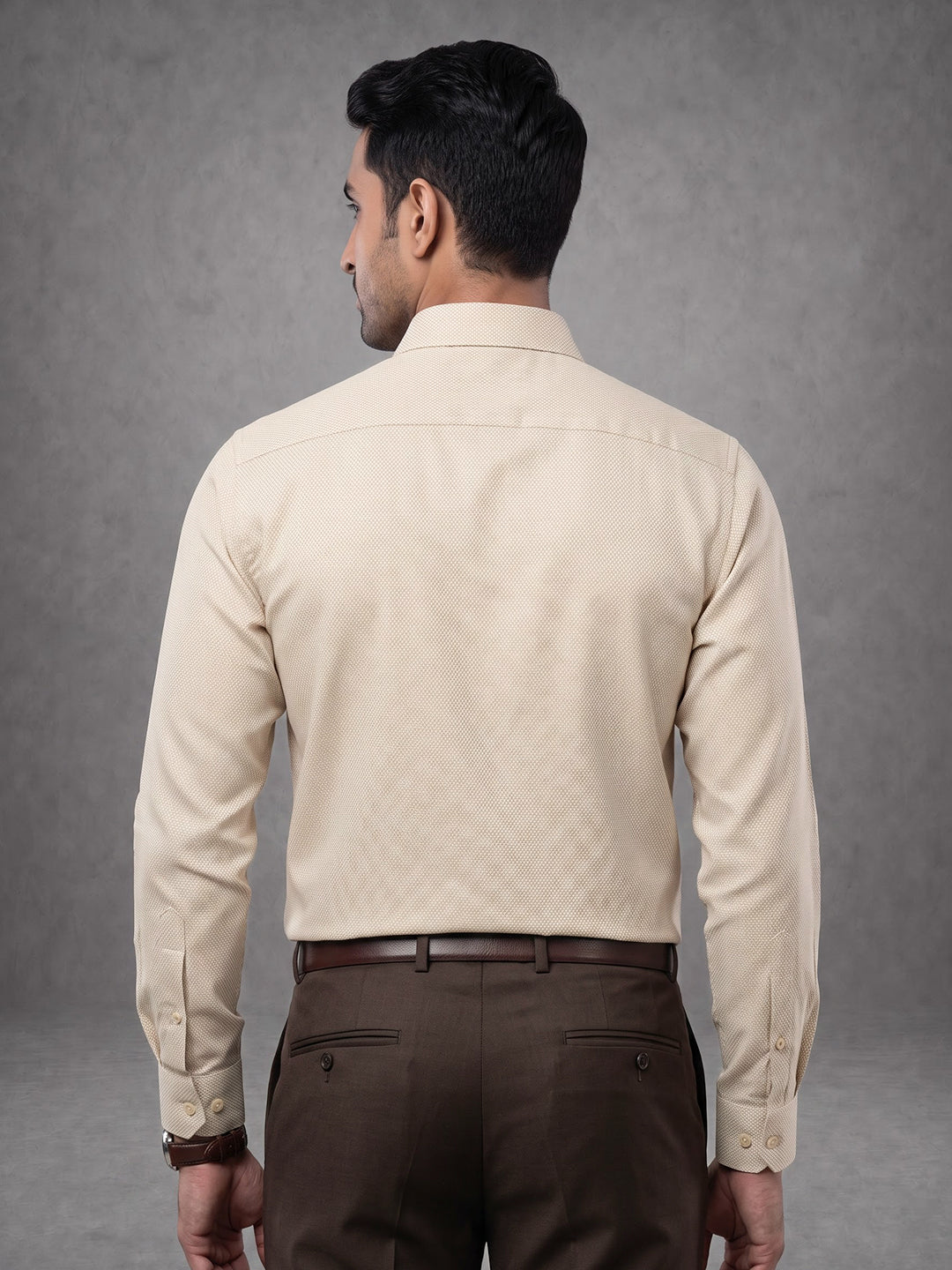 Prima Club Premium Cotton Dobby LT Beige Regular Fit Shirt SRAW3