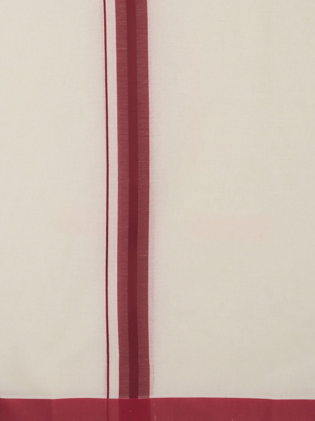 Men Kora Cotton Double Layer Dhoti with Red Fancy Border VKF08
