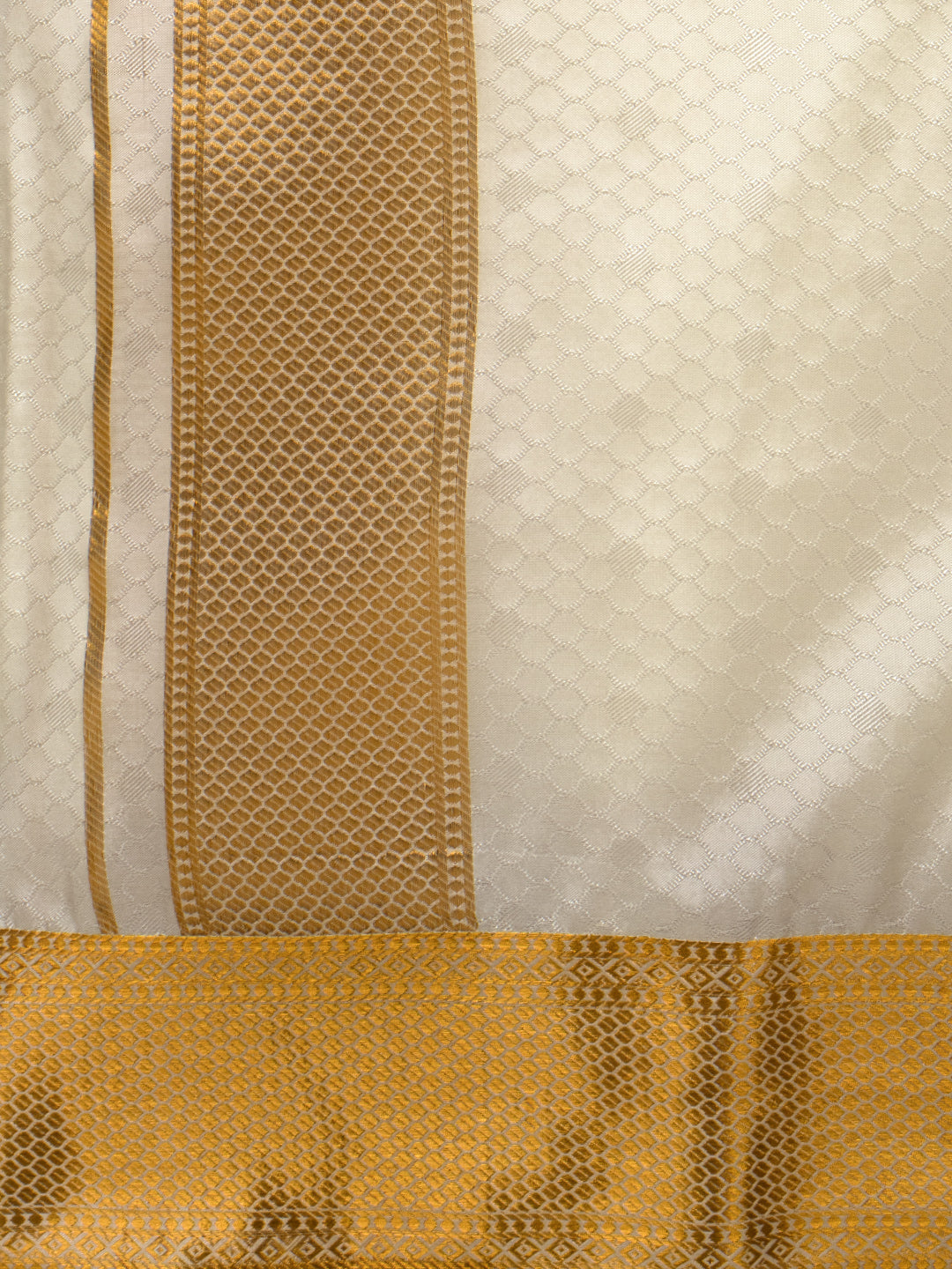 Men Art Silk Cream Self Design Shirt & Dhoti Towel Set Parinayam Grand CRJD3
