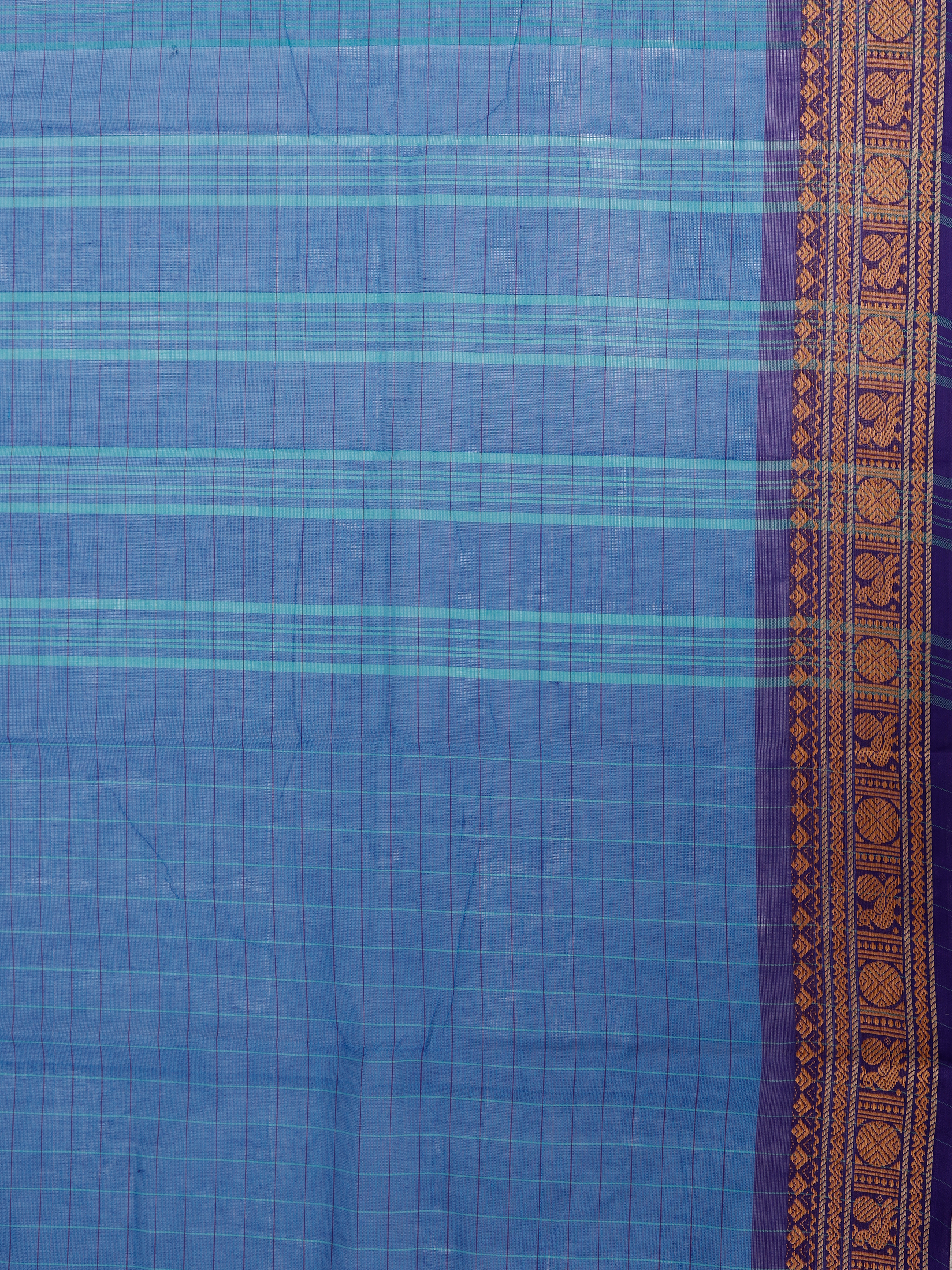 Women Chettinad Cotton Blue Saree CCS06