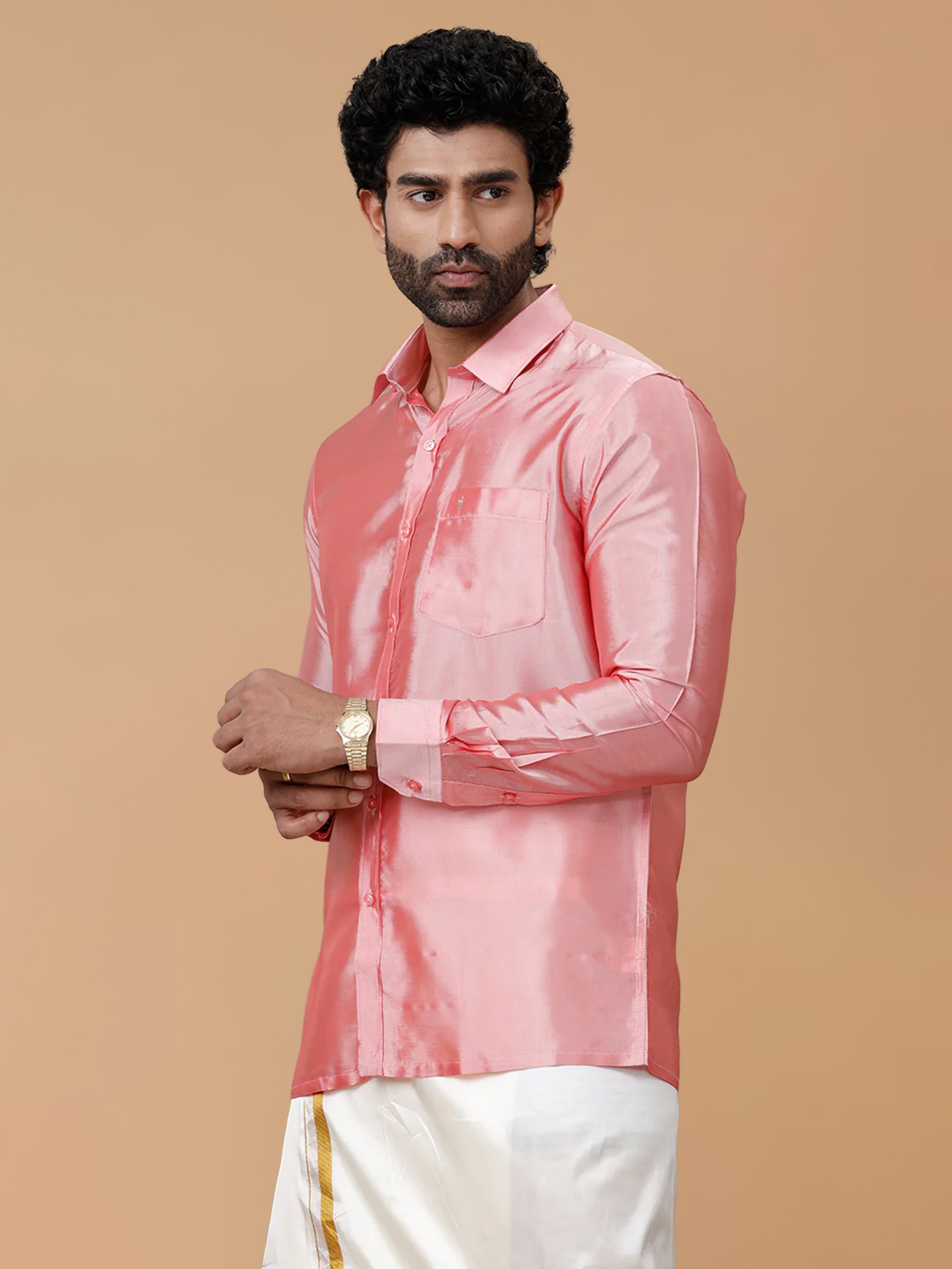 Silk Feel Pink Shirt - Regular Fit